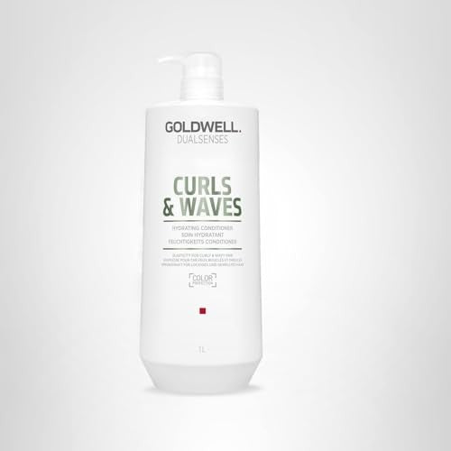 Goldwell Dualsenses Curls & Waves Hydrating Conditioner 1L bottle with gold and blue label for curly and wavy hair care.