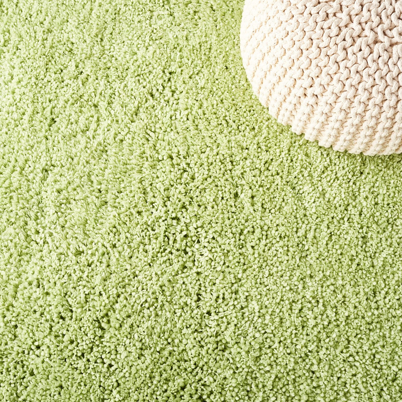Safavieh Classic Shag area rug in lime, 5x8 feet, handmade with 1.75-inch thick plush shag texture.