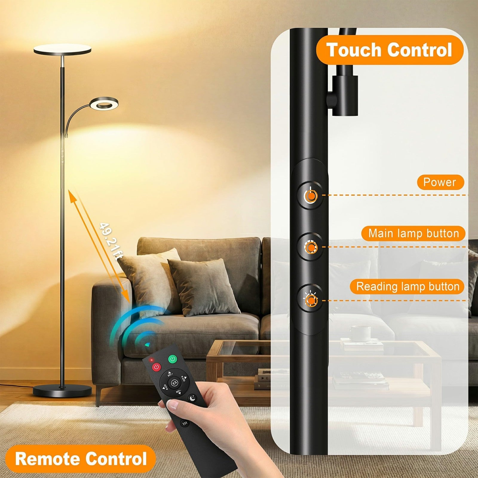 Unbranded Marctronic LED floor lamp with 42W power, bright 4000 lumens, modern design, and adjustable standing light.