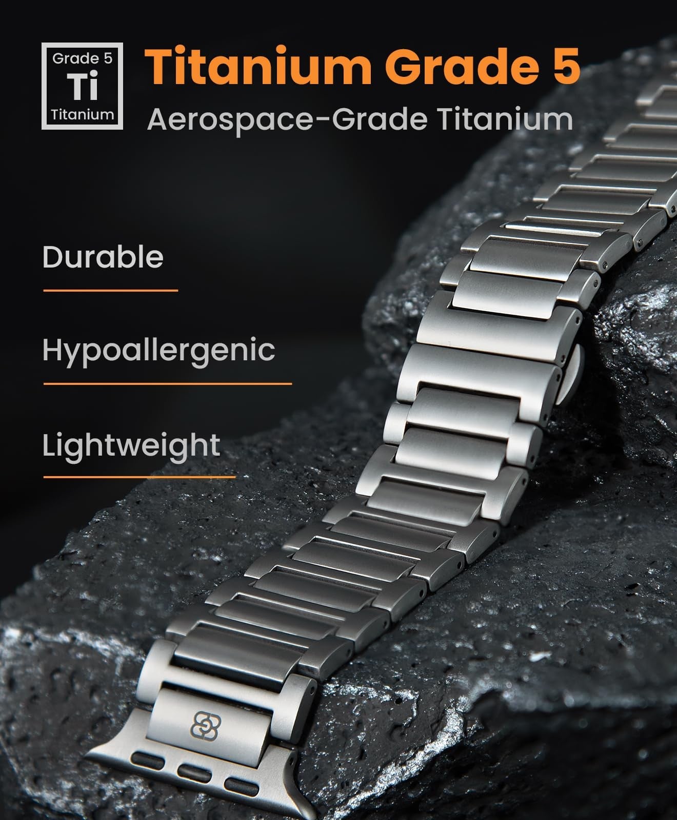 Titanium band compatible with Apple Watch Ultra 3/2/1 49mm, featuring a sleek, durable design for men.