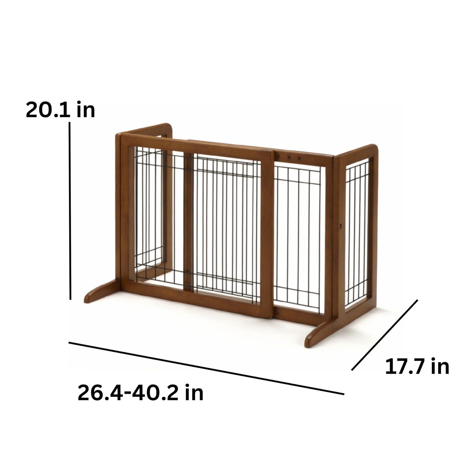 Richell small freestanding pet gate with autumn matte finish, showing its sturdy wooden frame and adjustable panels.