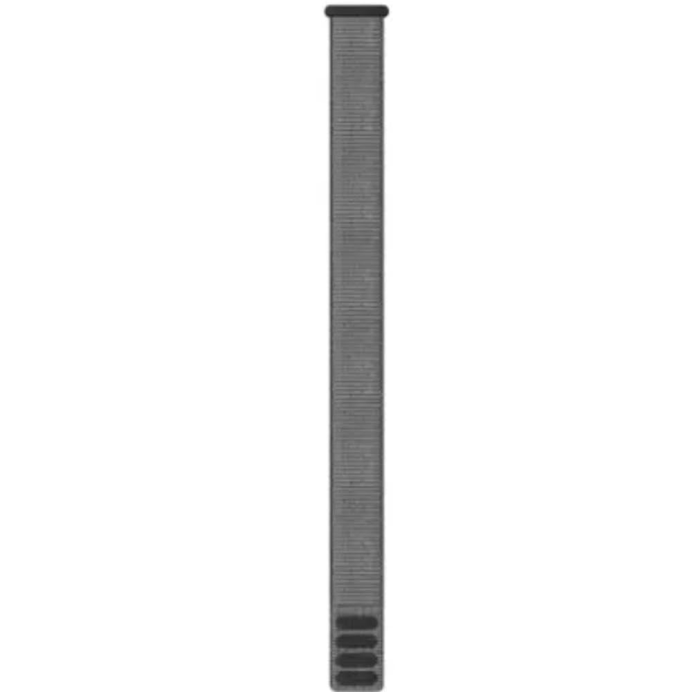 Gray Garmin UltraFit nylon strap for 26mm watch bands, showing the textured nylon material and buckle design.