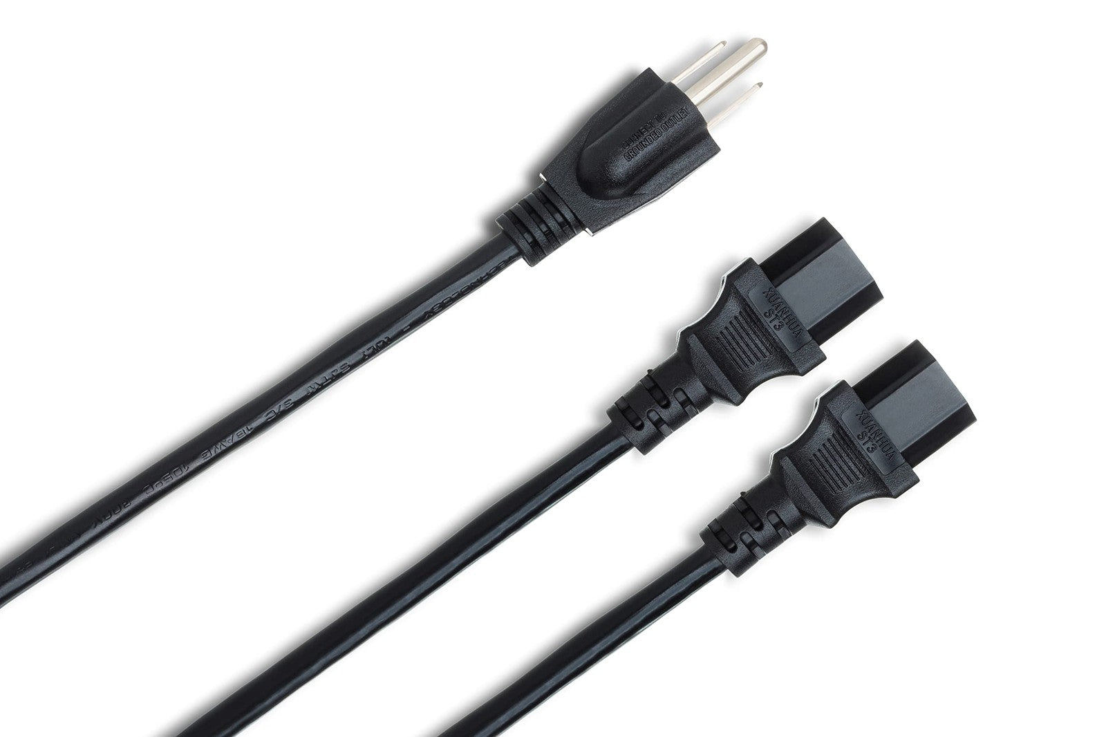Hosa YIE-406 Power Y cable with dual IEC C13 connectors and NEMA 5-15P plug, 1.5 feet long, for power distribution.