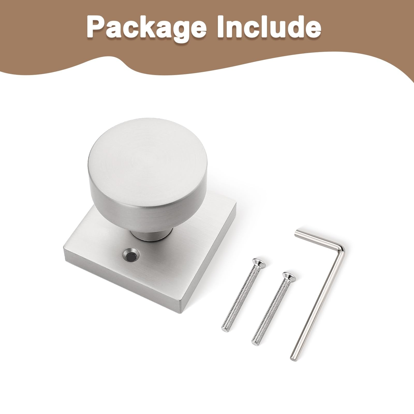 Probrico brushed nickel dummy door knobs in a 2-pack, square interior door knobs with a sleek brushed nickel finish.