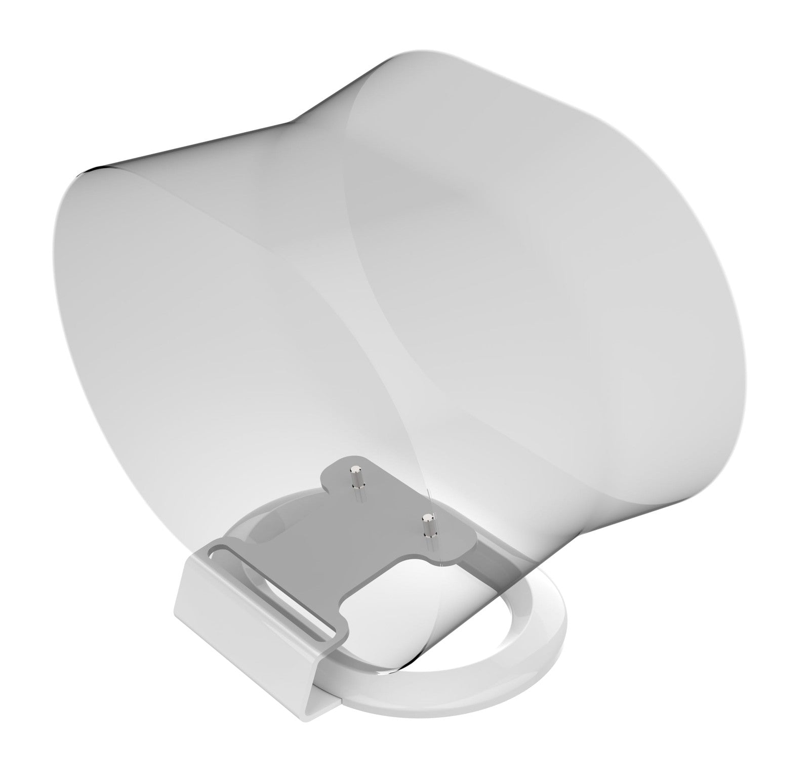 Flexson white desk stand for Sonos ERA 300 speaker, holding the device securely on a flat surface.