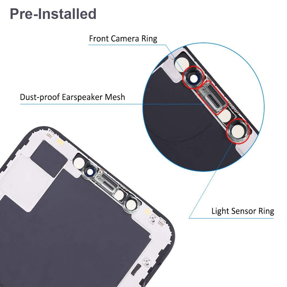 Iphone Xs Max screen replacement with 6.5-inch LCD touch display, unbranded, showing the front view of the replacement screen.