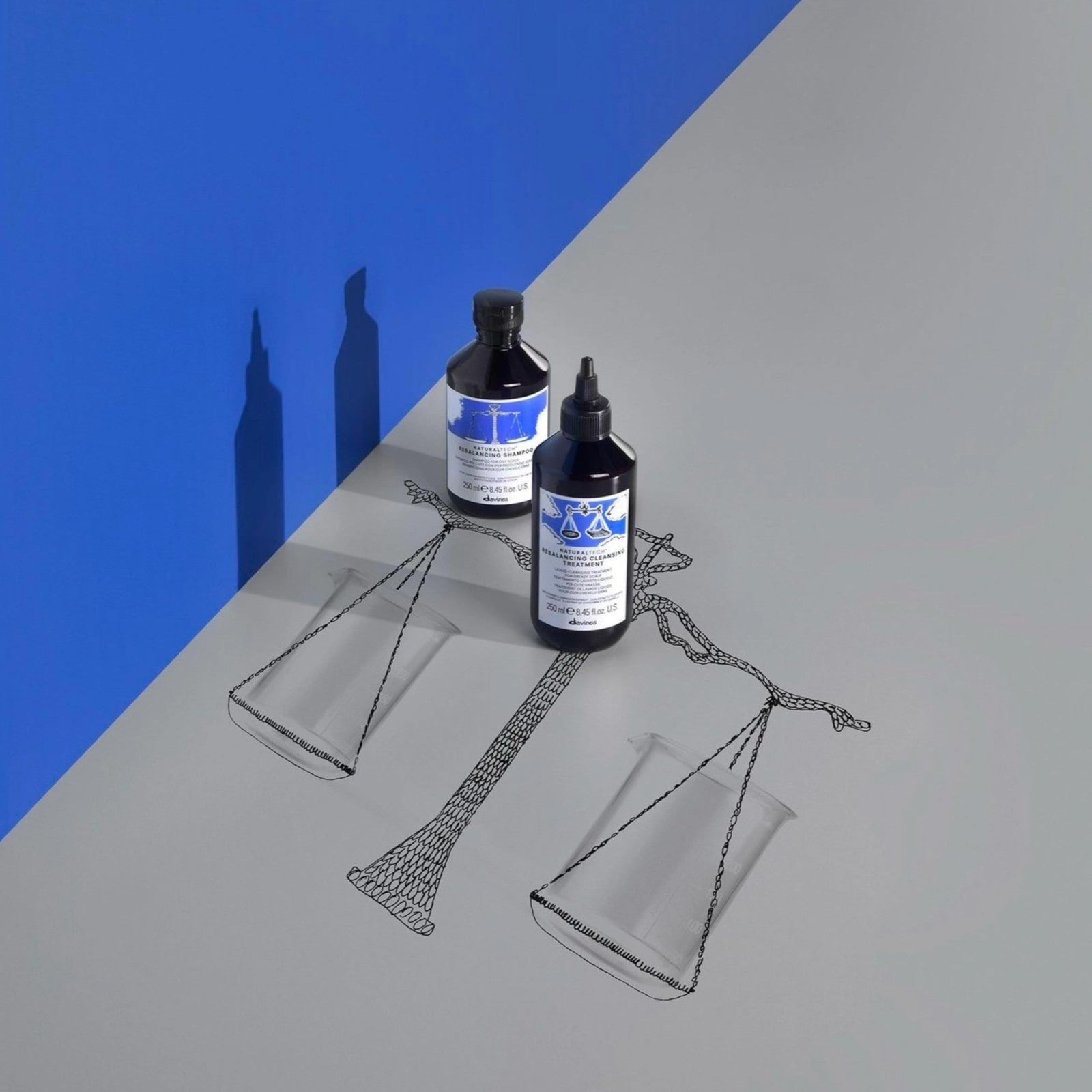 Davines Naturaltech Rebalancing Shampoo bottle with label, designed to gently cleanse scalp and control excess sebum.