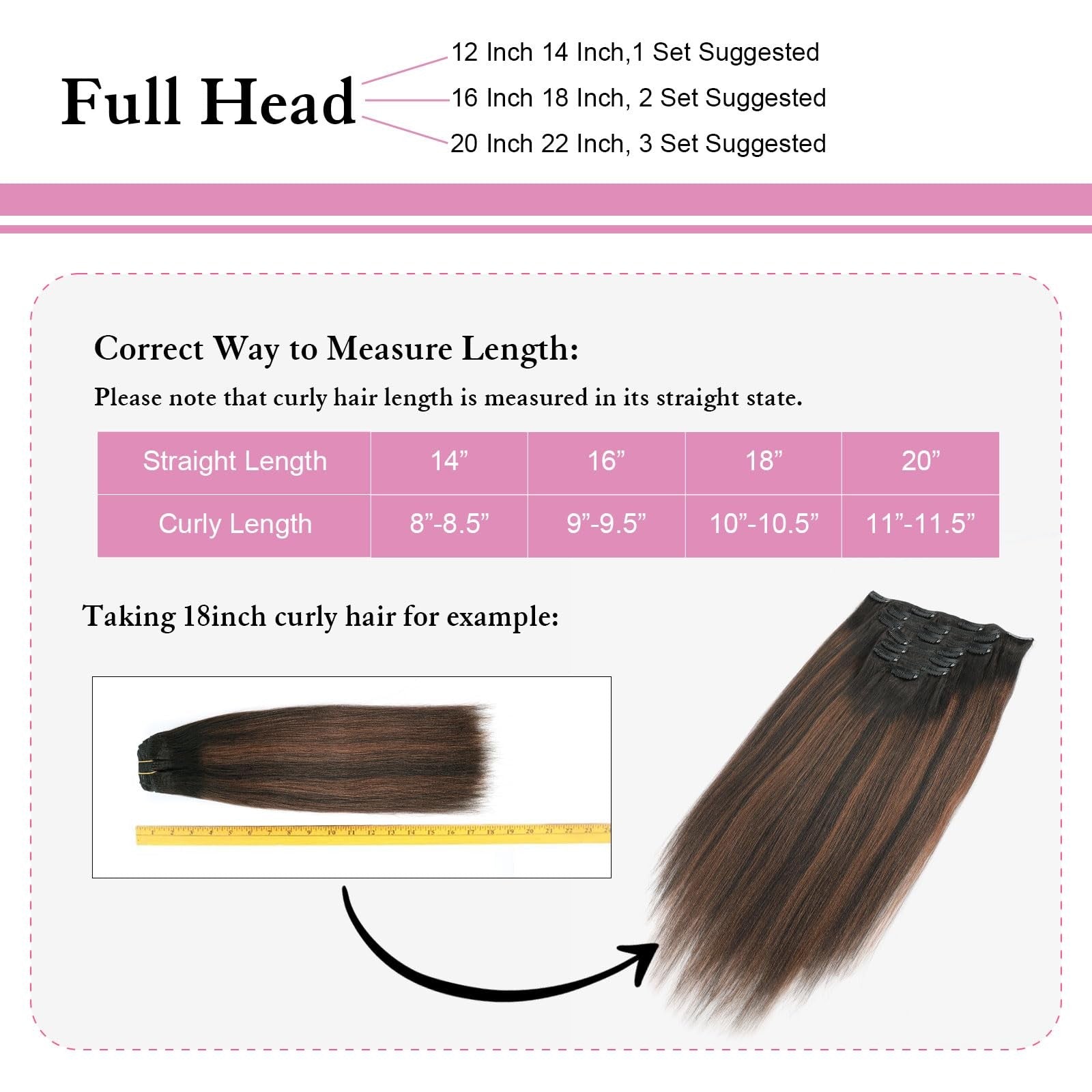 ABH AMAZINGBEAUTY HAIR Yaki Straight clip-in hair extensions in rooted black, natural black color, with a piano finish, styled straight