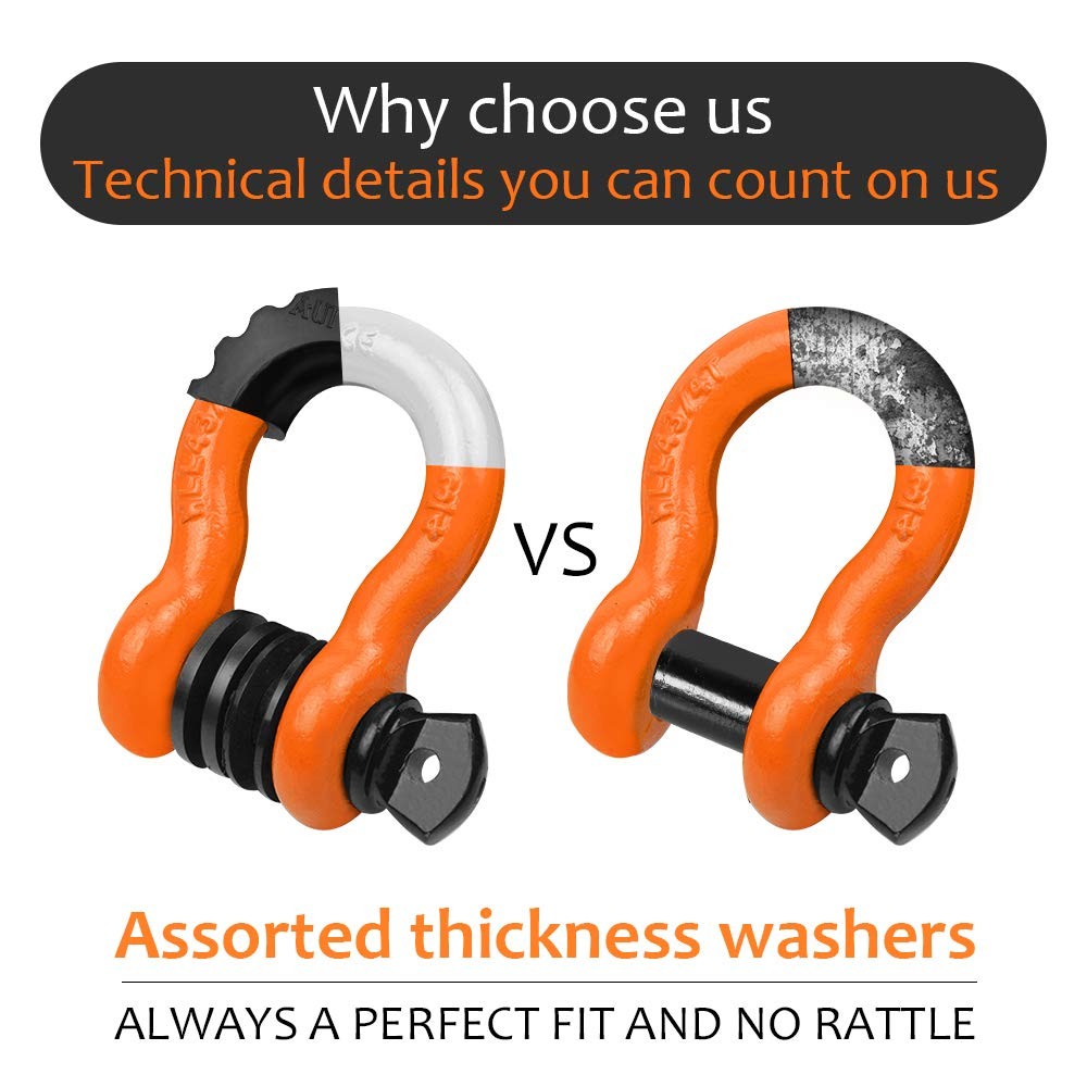 Pair of 3/4 inch Autobots D-Ring Shackles with 41887 lb break strength, ideal for winch and recovery applications.