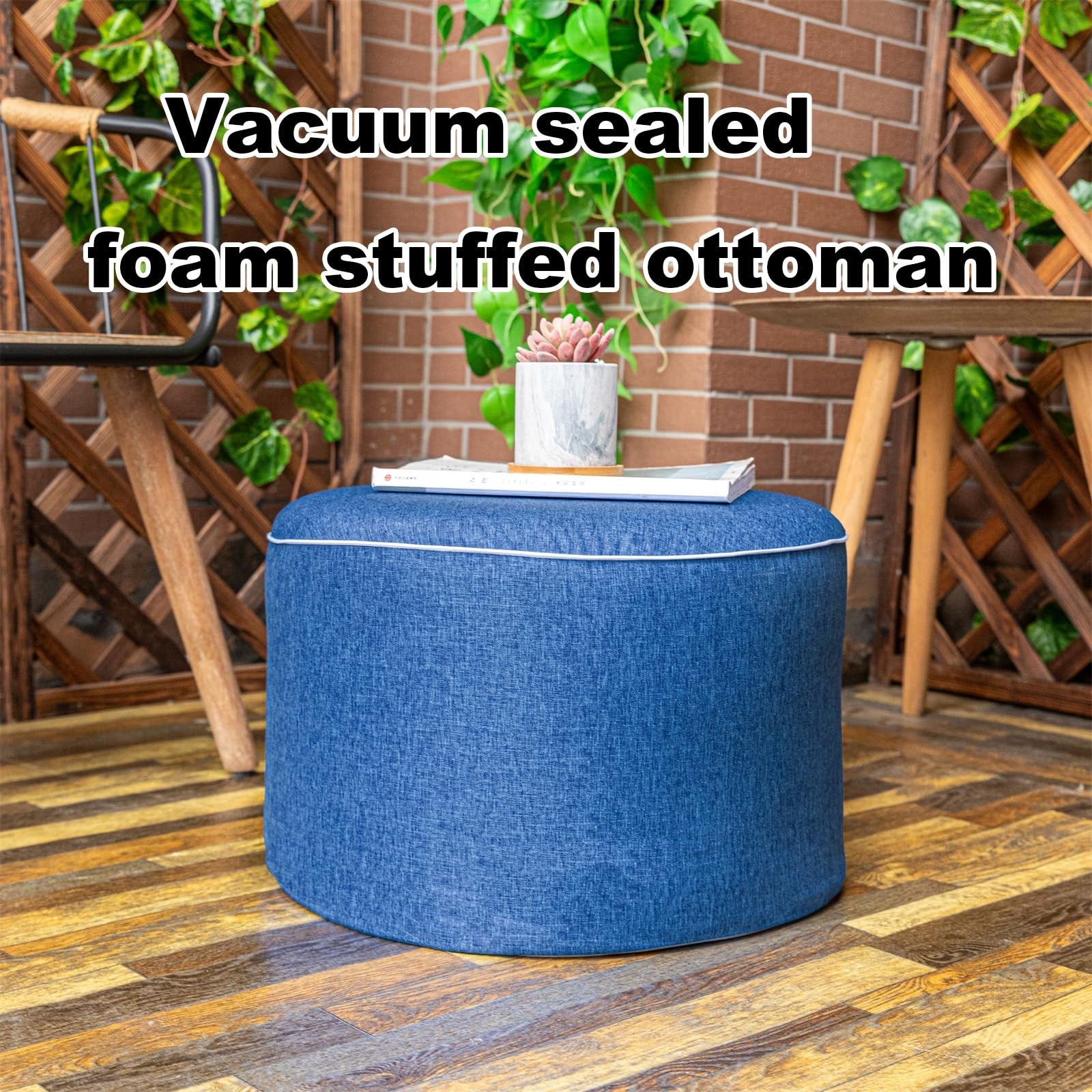 AbunHeri outdoor ottoman in lightwei, 19x12 inch modern patio ottomans with cushioned top for outdoor seating.