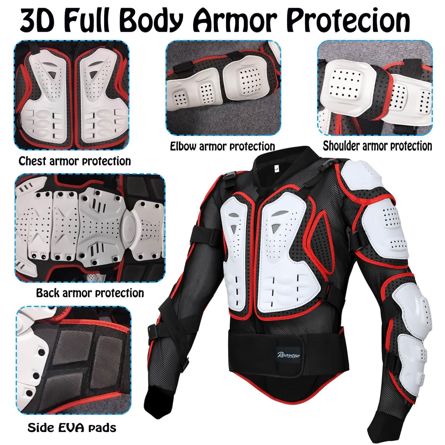 YEBCKZL youth and adult motorcycle full-body armor jacket with protective padding and dirt bike gear for safety and riding comfort
