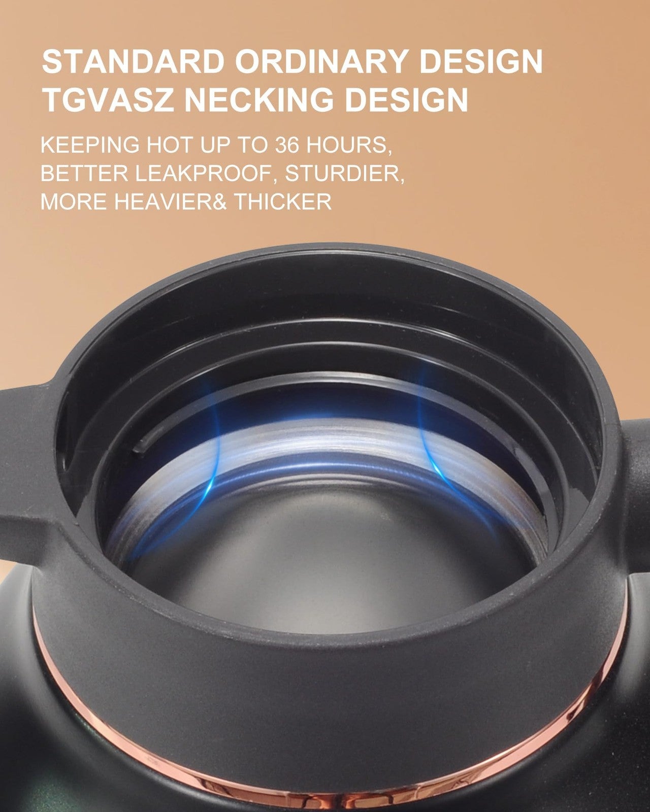 Two stainless steel thermal coffee carafes by Tgvasz, 70 oz capacity, with handles, designed to keep coffee hot for 36 hours.