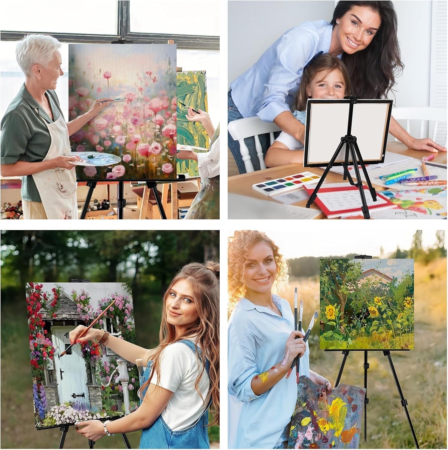 AROIC art painting easel stand with adjustable height, portable display easel for artists and painting demonstrations.