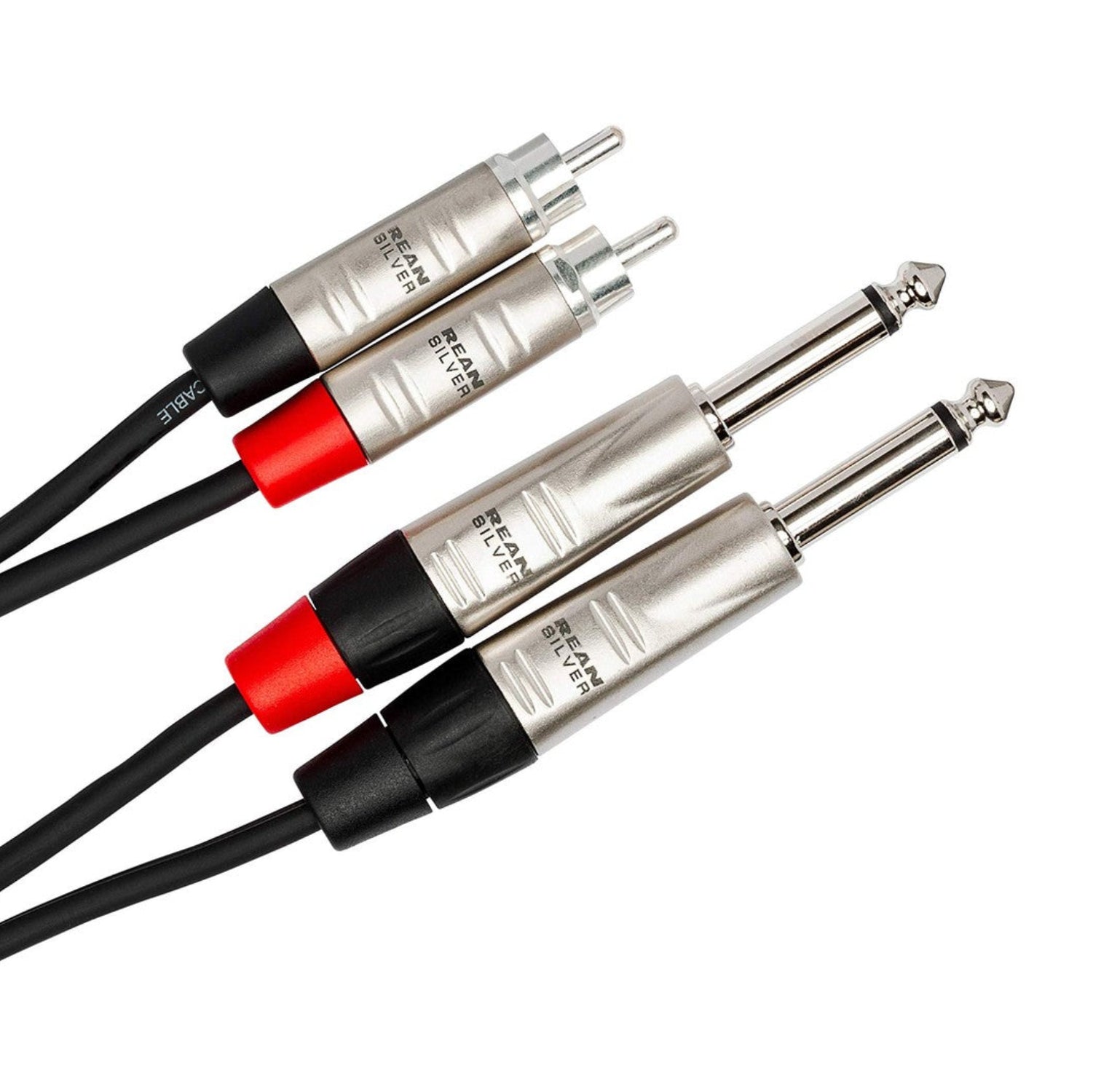 Hosa HPR-003X2 Pro stereo interconnect cable with dual REAN 1/4 inch TS to RCA connectors, 3 feet long, for audio connections