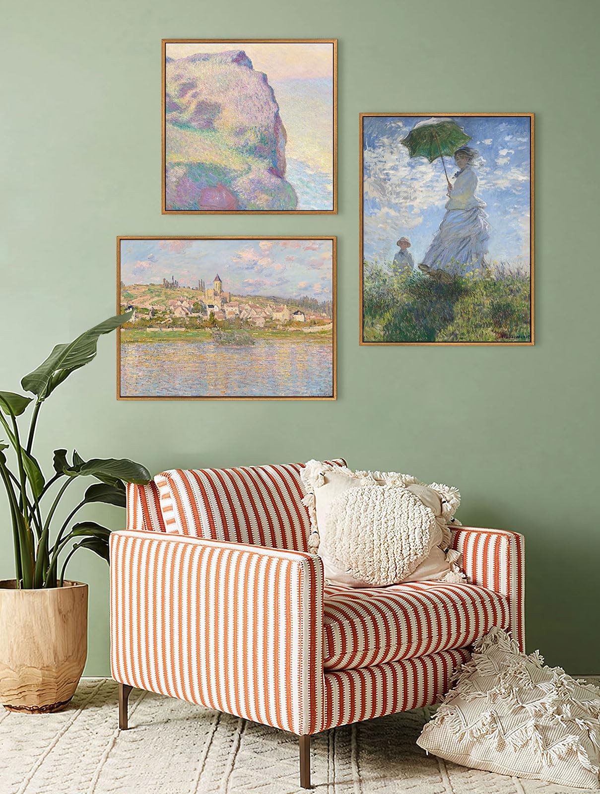 FOLKOR floating frame for 5x7 canvas paintings, 3-pack vintage style with 0.6-0.8 inch depth, showcasing a framed canvas.