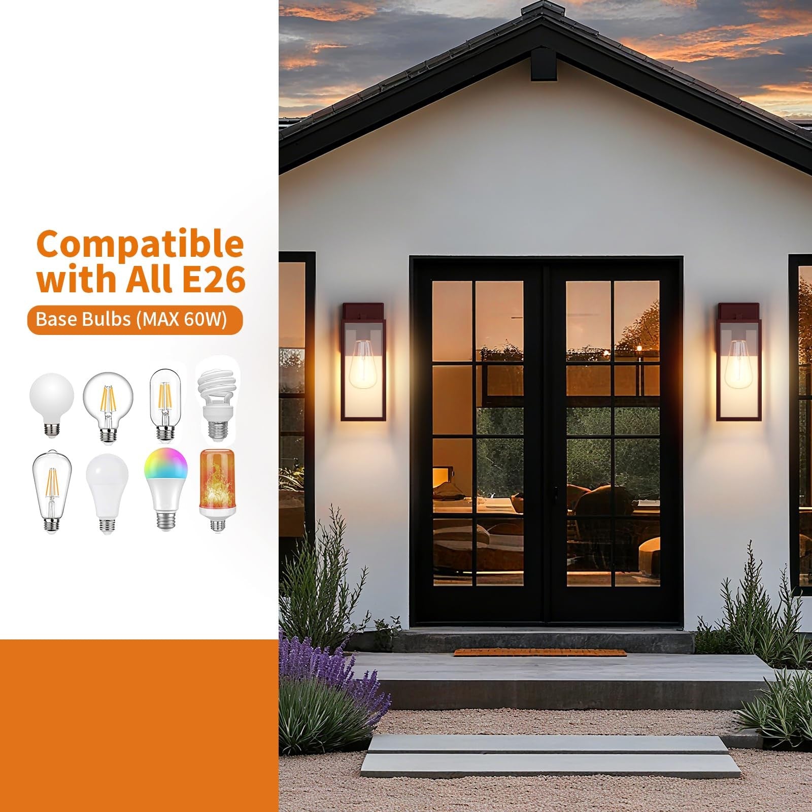 Two oil-rubbed bronze outdoor porch lights with classic design, suitable for front entrance illumination.