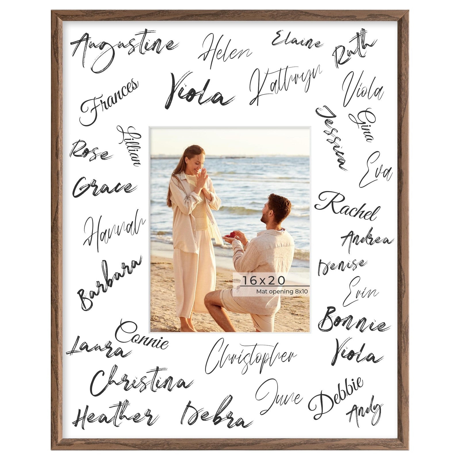Axeman 16x20 signature picture frame with 8x10 mat, ideal for wedding guest books, showcasing elegant wood design and spacious display area.