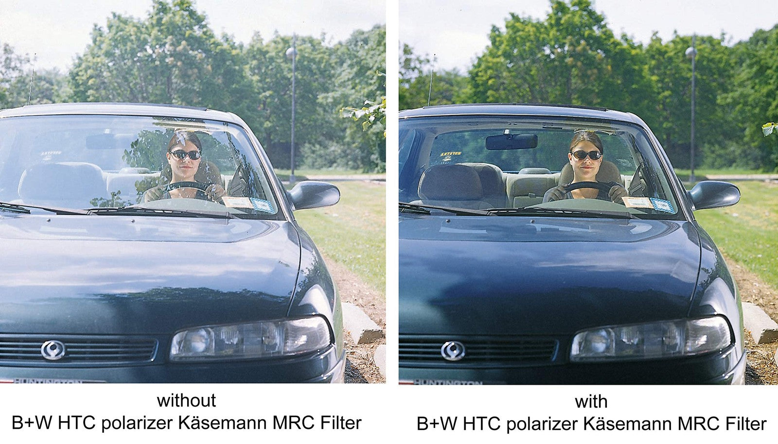 B+W 46mm Circular Polarizer Glass Filter for autofocus camera lenses, showing the filter's clear glass and threading
