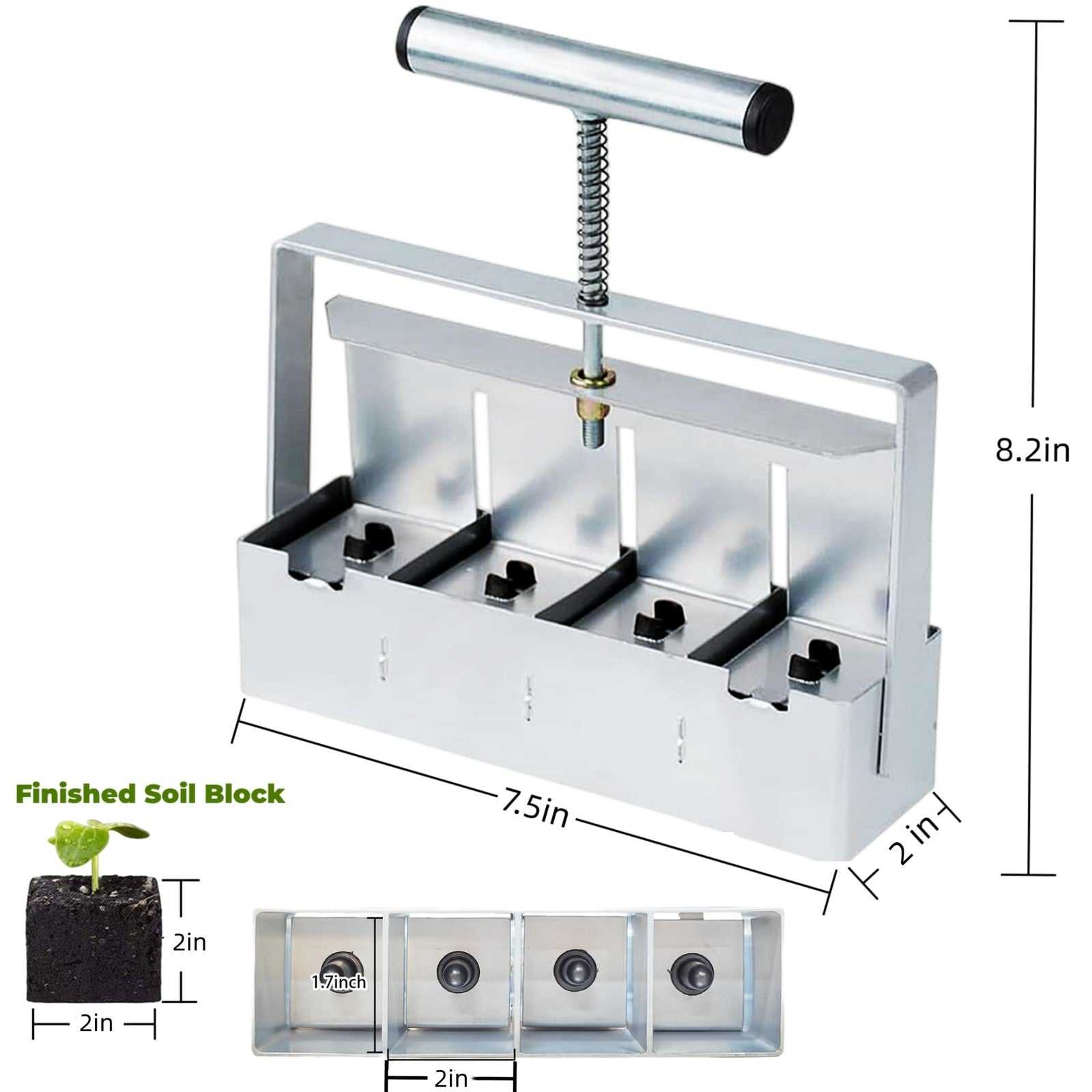 Hand-held Soil Blocker 4x2 inch seed block maker tool for garden and seed starting by MELVTATA
