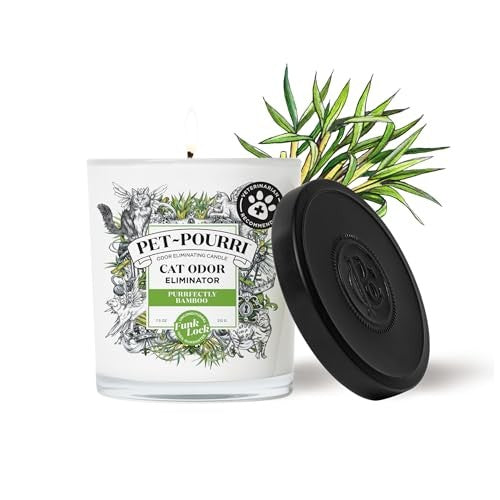 Pet-Pourri Purrfectly Bamboo cat odor freshener bundle with spray bottle and bamboo packaging, designed to neutralize litter box smells naturally.