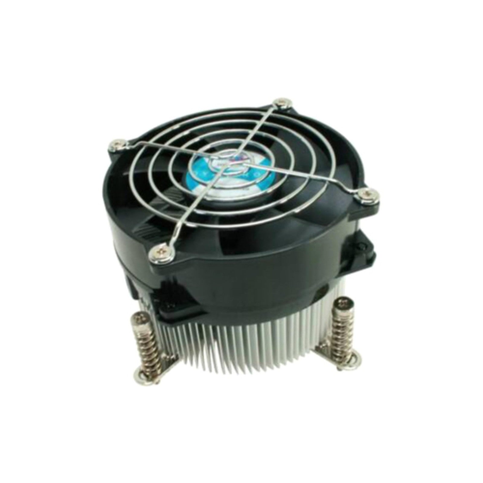 Dynatron CPU cooler K985 3U aluminum heatsink and fan for LGA1155 and LGA1156 processors, shown with heatsink and fan assembly.