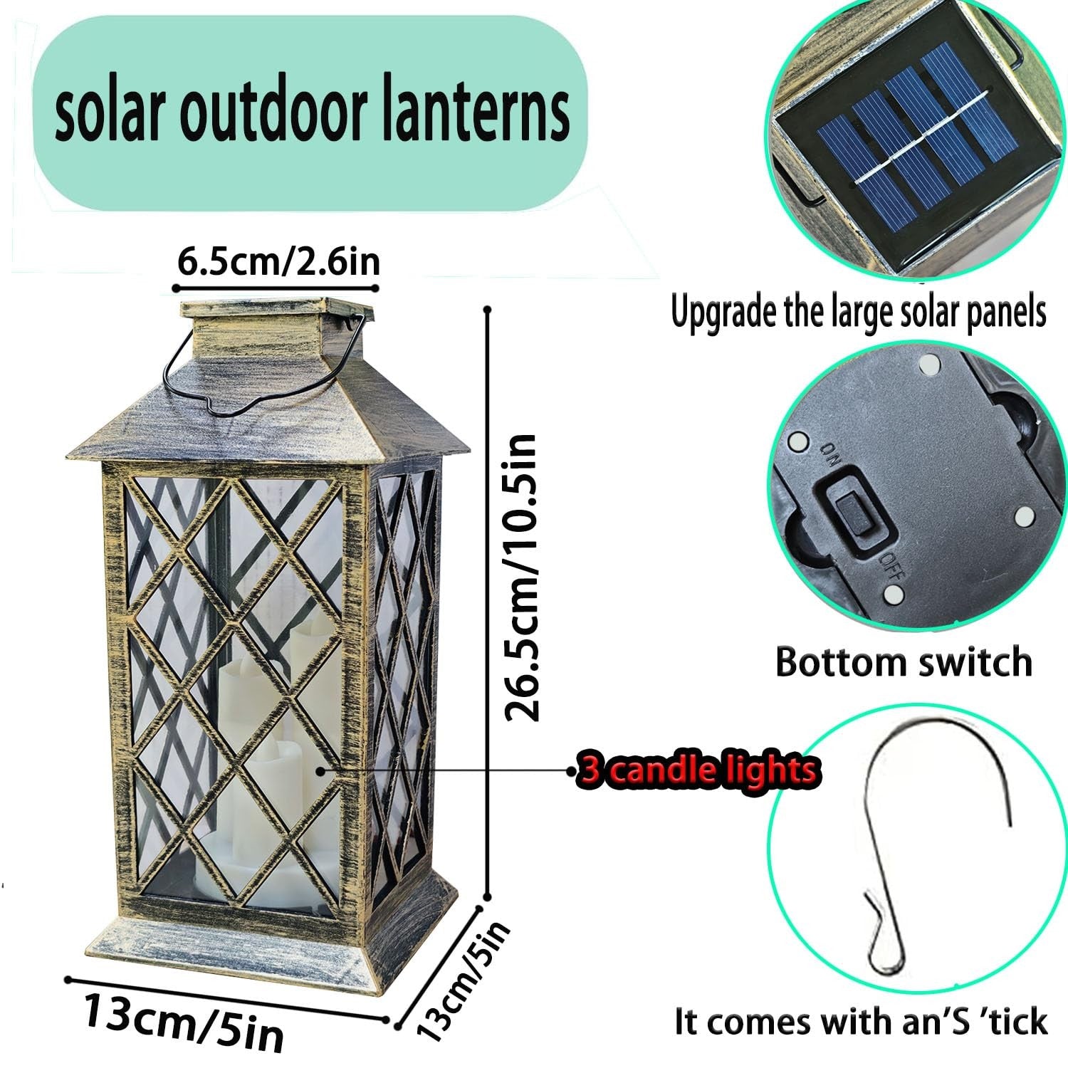 Guanfu solar outdoor garden lantern hanging waterproof PVC upgrade with LED light for outdoor decorative lighting