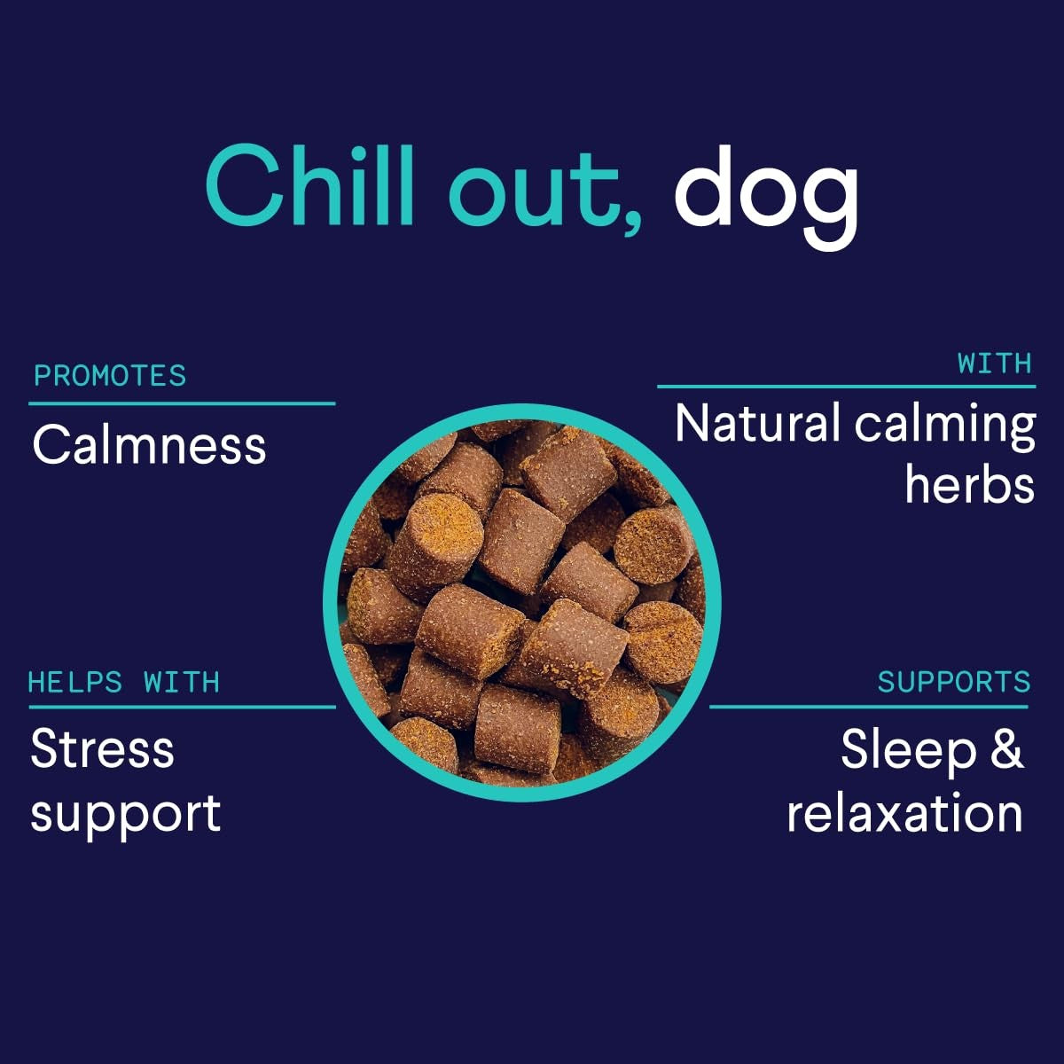 Finn Calming Aid for Dogs natural chews with melatonin to support stress relief and relaxation in anxious dogs.