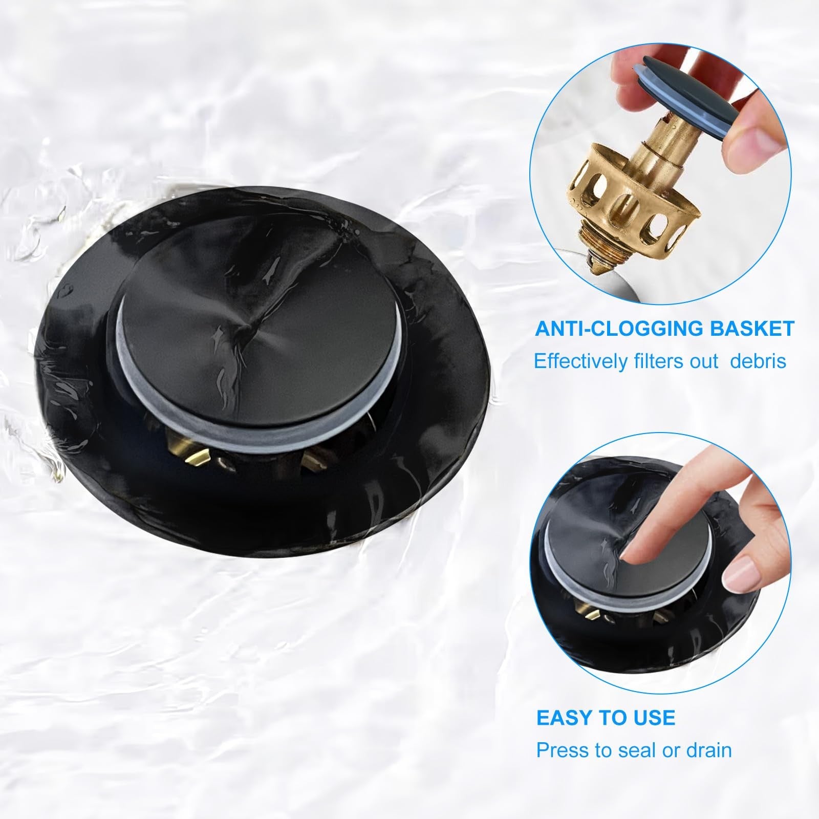 SaniteModar black brass bathroom sink faucet with widespread design, modern style, and smooth finish.
