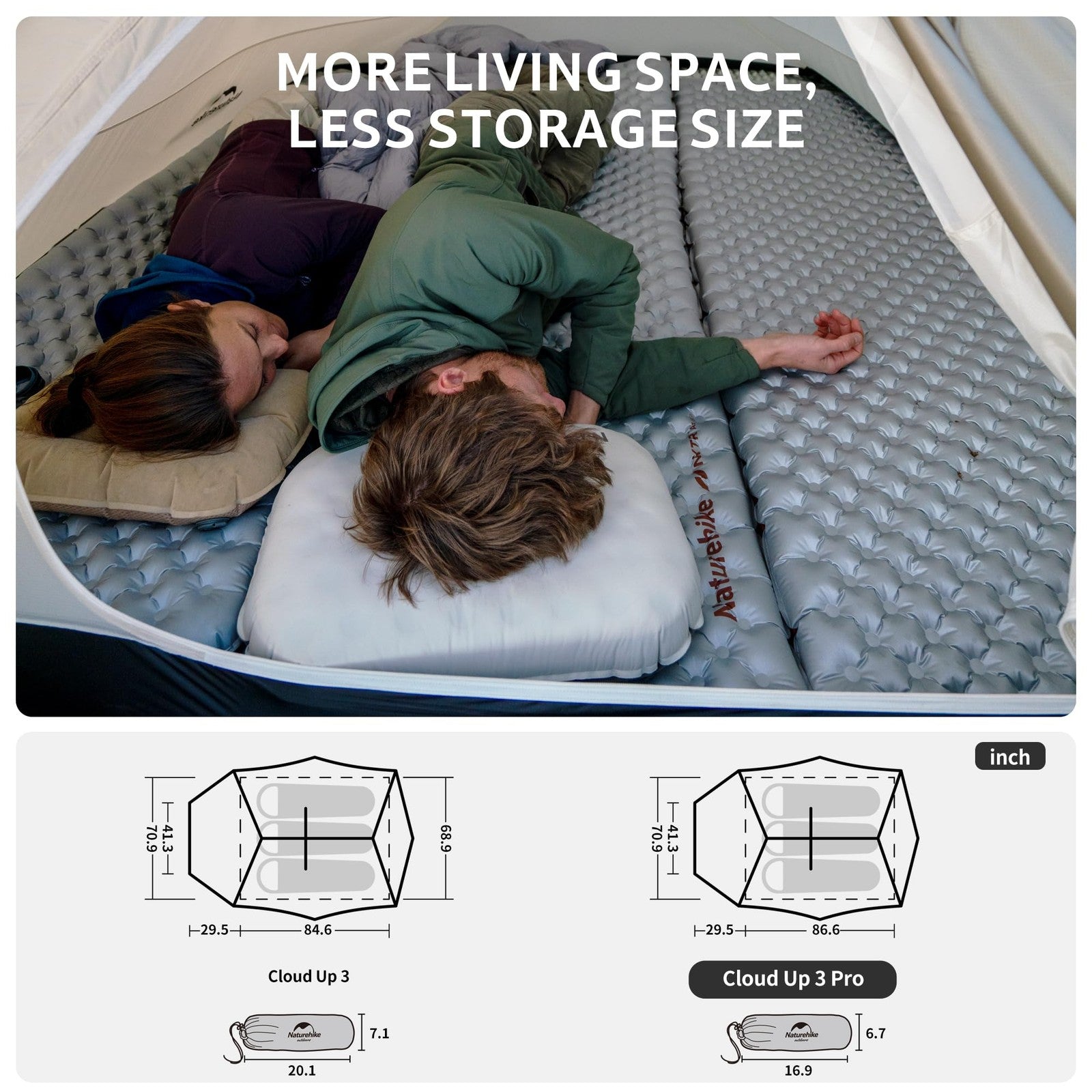 Naturehike Cloud Up 3-person backpacking tent footprint for 3-season camping, showing durable ground cover and tent setup.