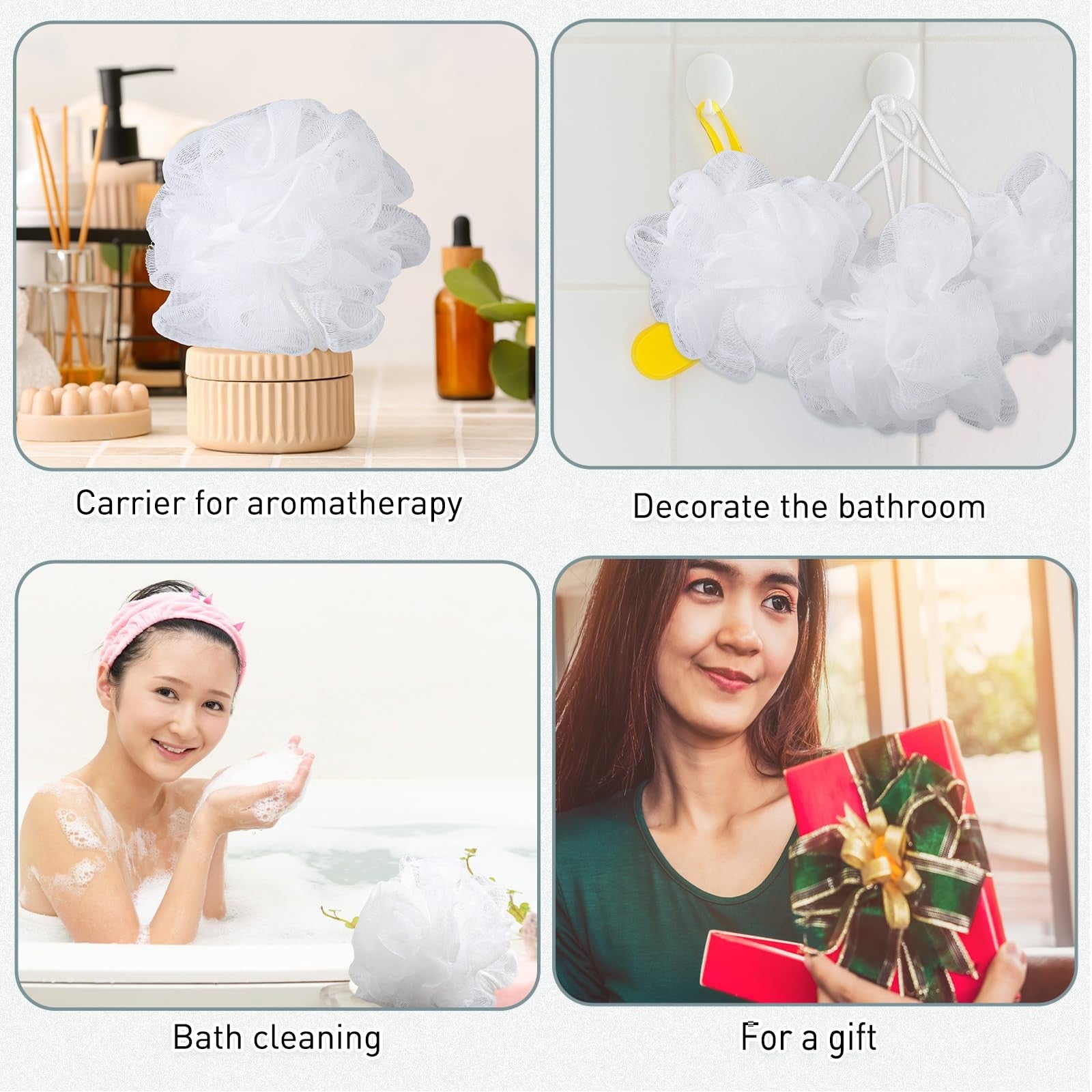 Set of 200 Sunnyray loofahs, exfoliating bath sponges for shower and body scrubbing, in bulk packaging.