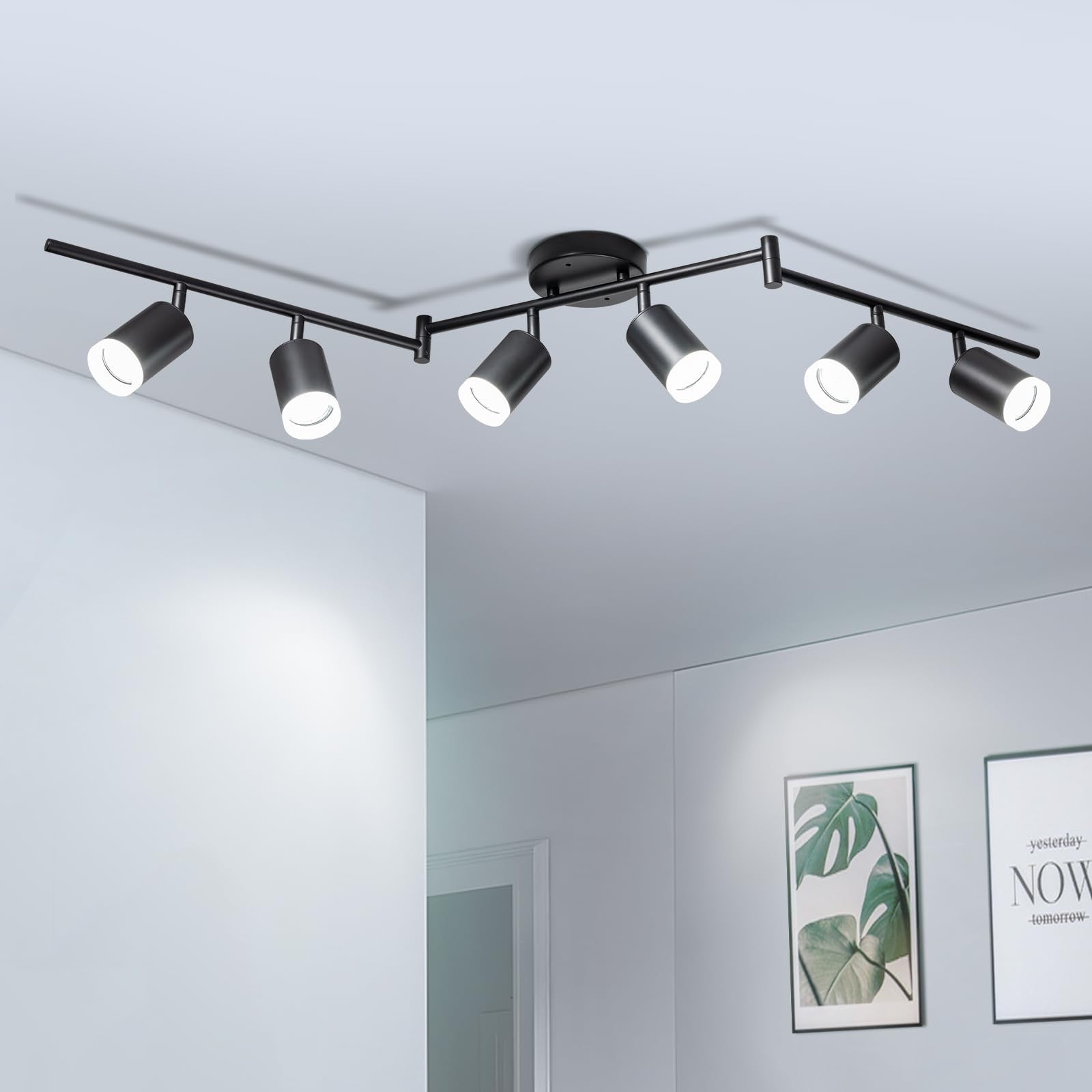 Fondiiz 6 Ways Track Lighting kit with rotatable heads and fixtures for adjustable, modern track lighting installation.