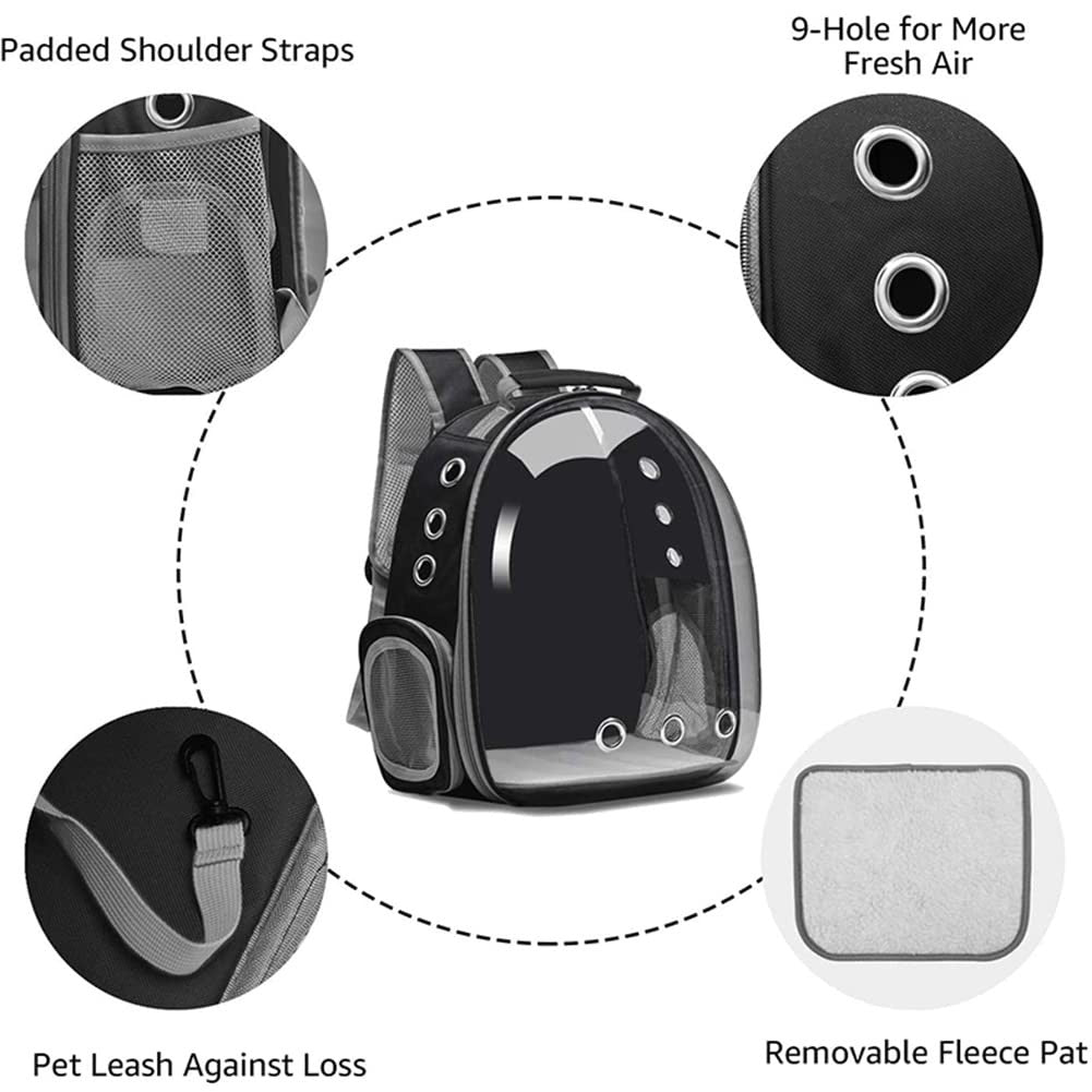 Transparent space capsule pet backpack by ZYHOAOE featuring a bubble design for carrying small animals comfortably.