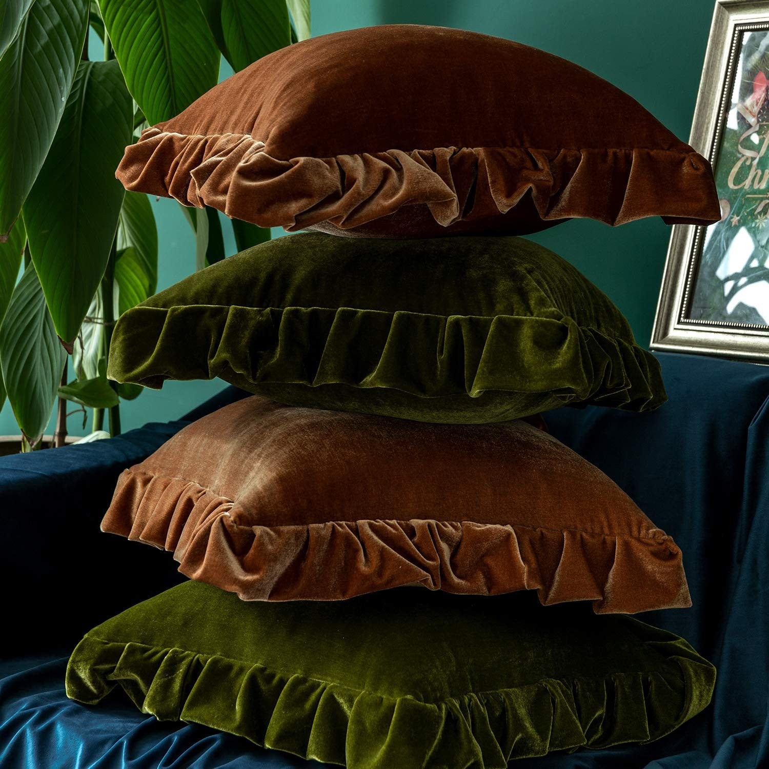 Luxurious velvet square throw pillow cover by GLORY SEASON, soft solid decorative cushion for stylish home decor.