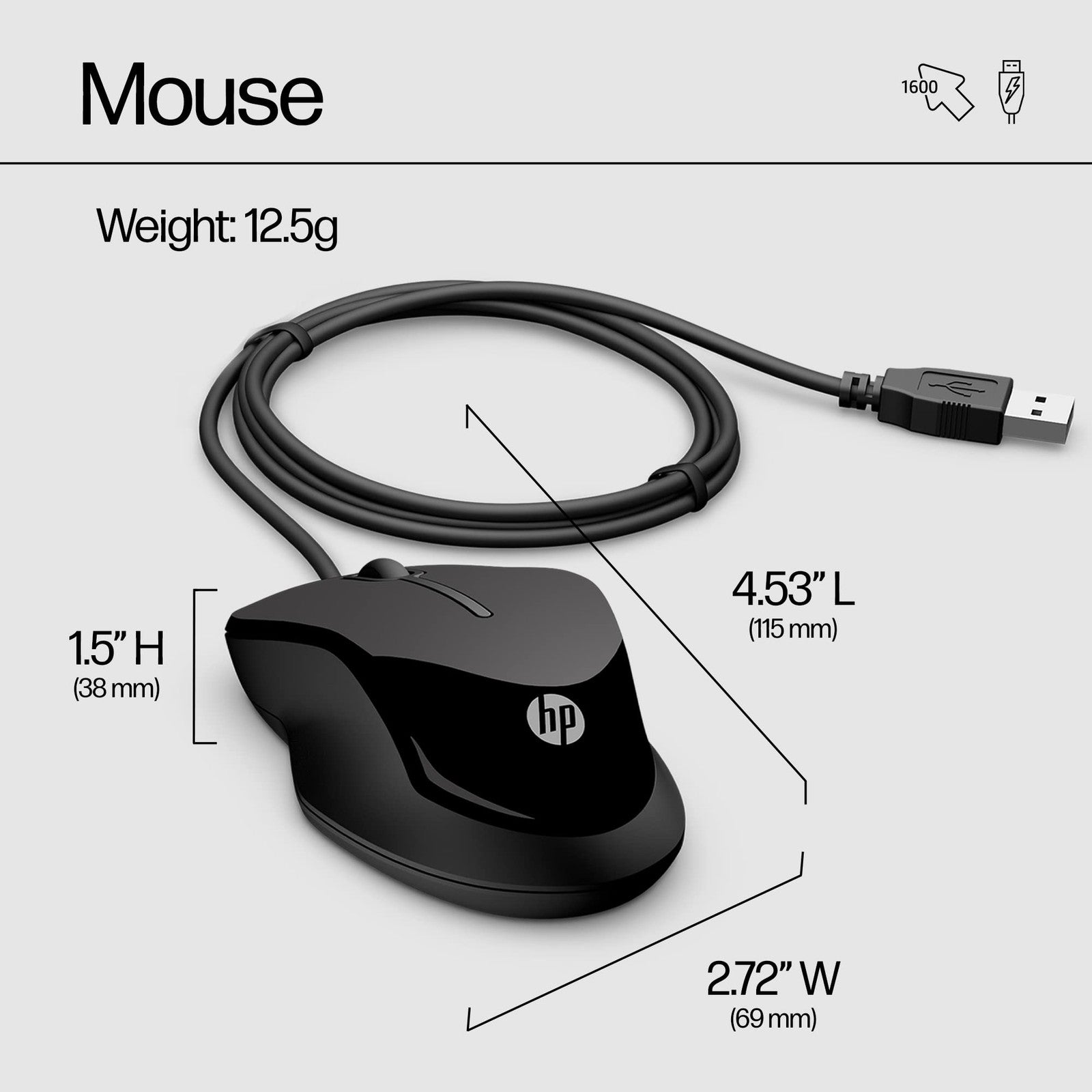 HP Pavilion wired keyboard and mouse set in black, USB-A plug-and-play design with full-sized keys and ergonomic mouse.