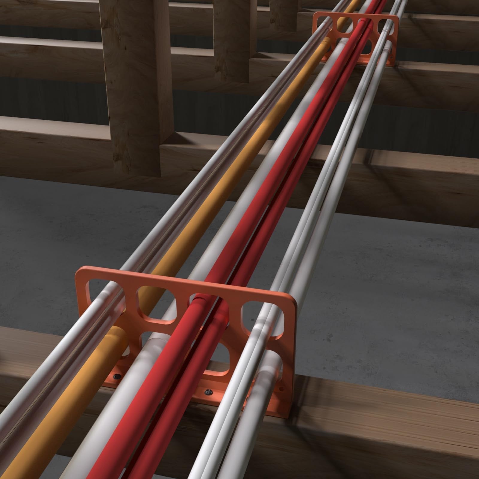 LCGAOYA 40-piece cable chase wire brackets and support box for cable management, showing organized wiring and mounting hardware.