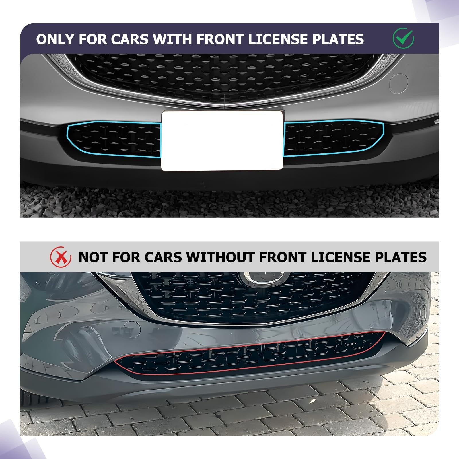 LUWU front grill mesh for Mazda CX-30 2020-2026, showing the black metallic mesh with mounting points and sleek design