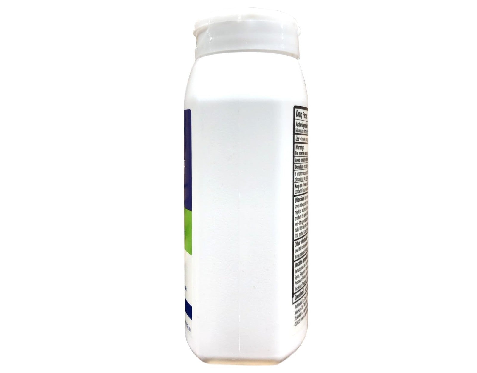 Unbranded Zeasorb antifungal powder in 2.5 oz container, showing the super absorbent powder for athlete’s foot treatment.