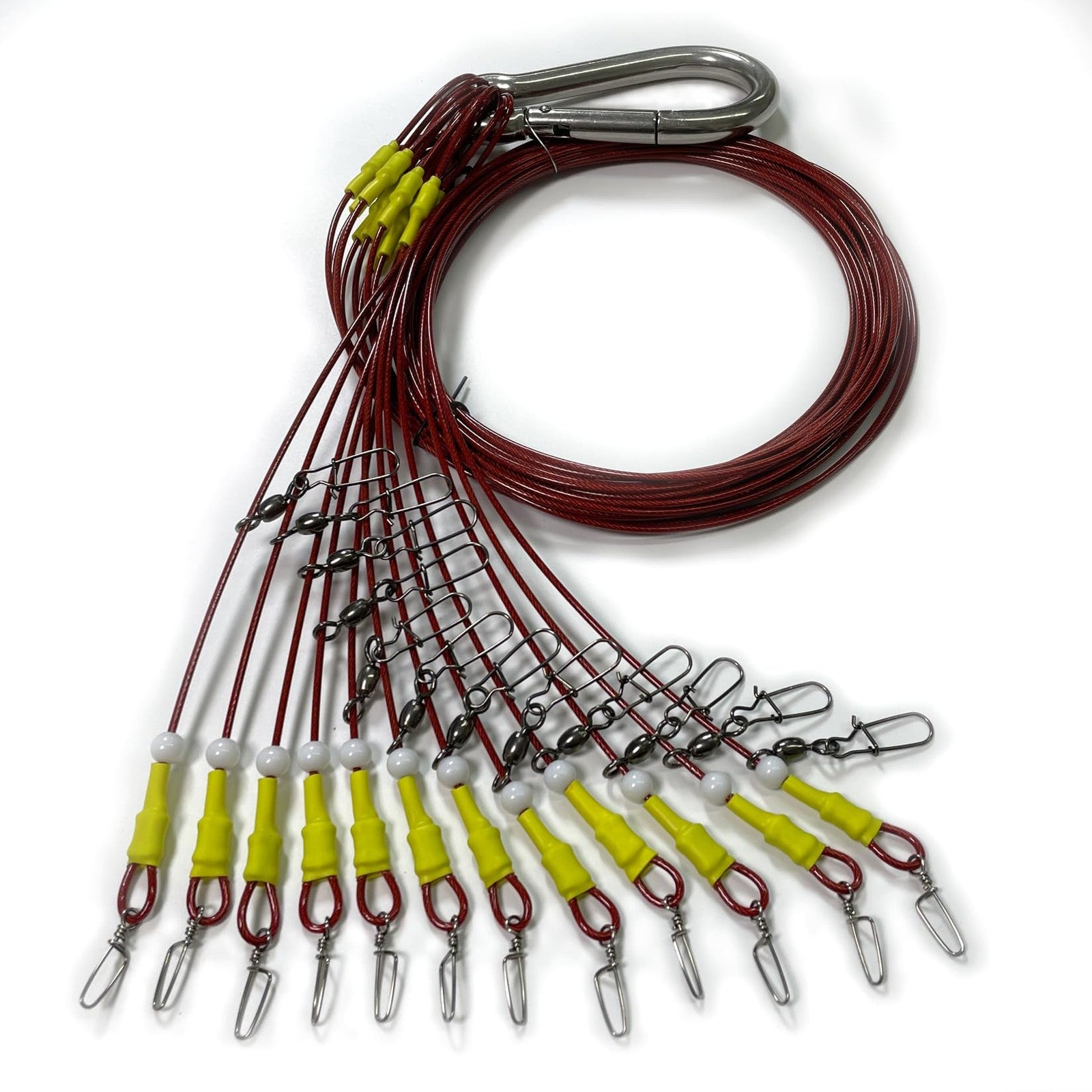 Stainless steel ZLEYECZ duck decoy anchors with wirerope, lightweight and coated for durability, shown with decoys in water.