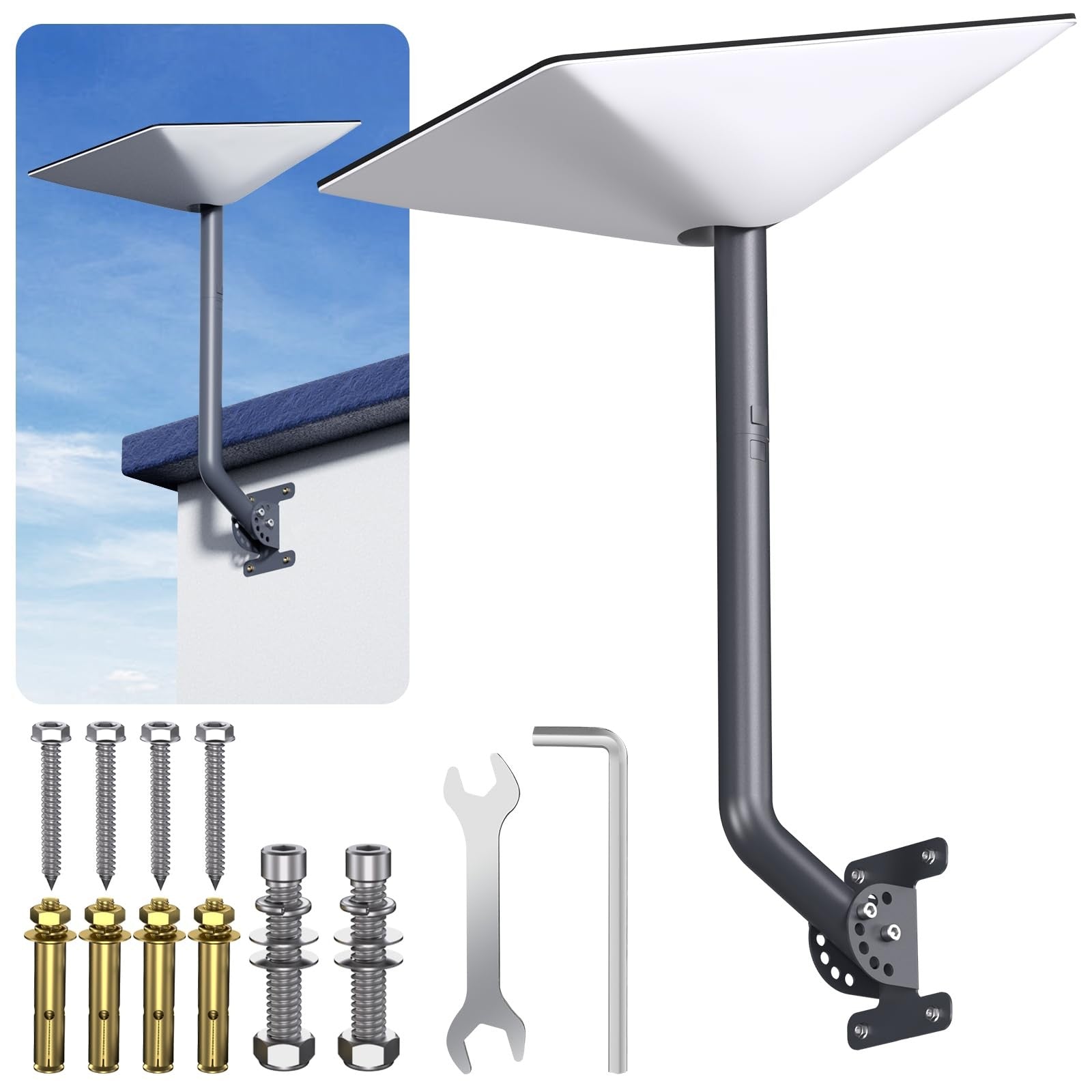 Seyli adjustable Starlink Gen 2 wall mount bracket for secure installation of Starlink satellite dish on a wall.