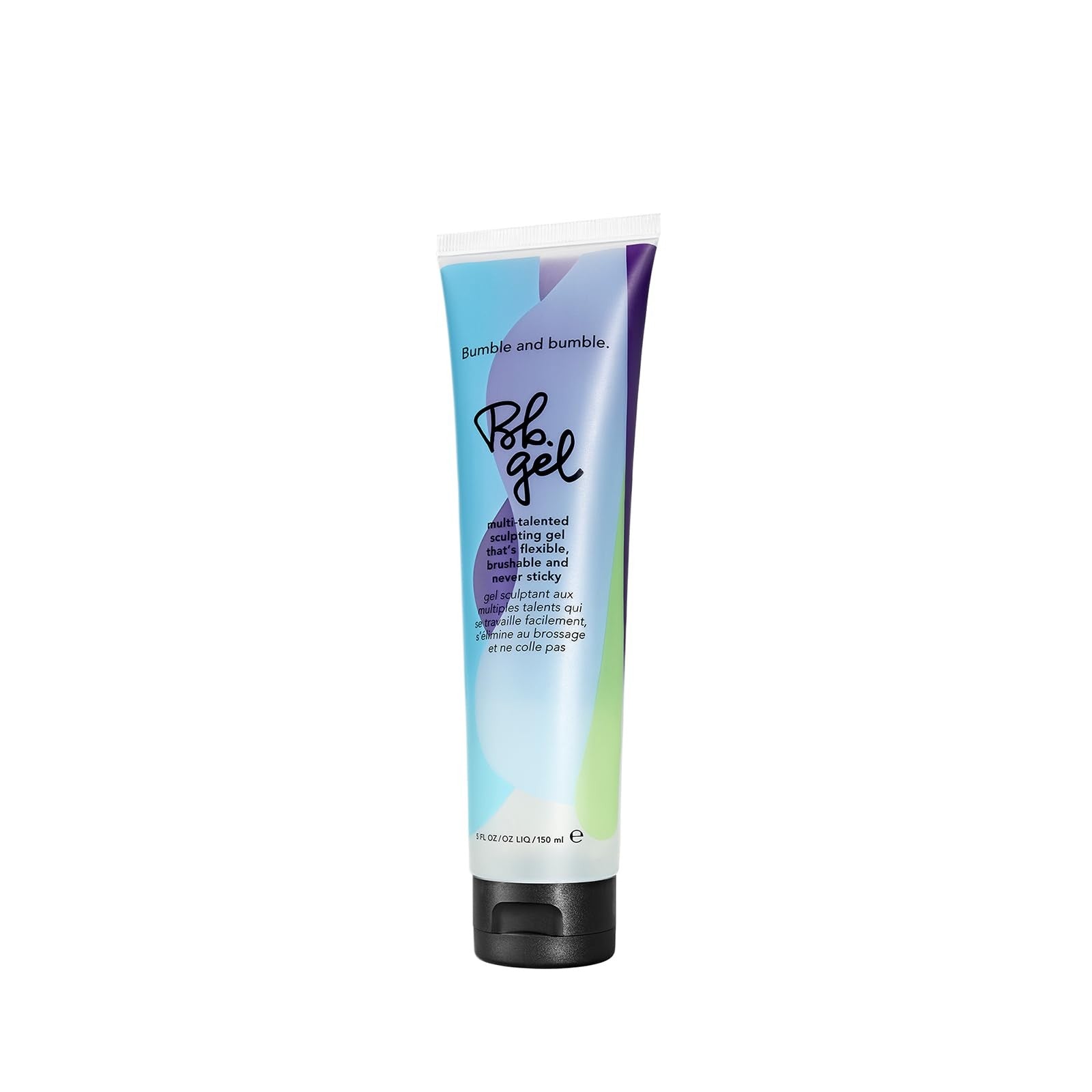 Bumble and bumble hair gel applied to curly and wavy hair, showcasing flexible hold, shine, and sculpted style.