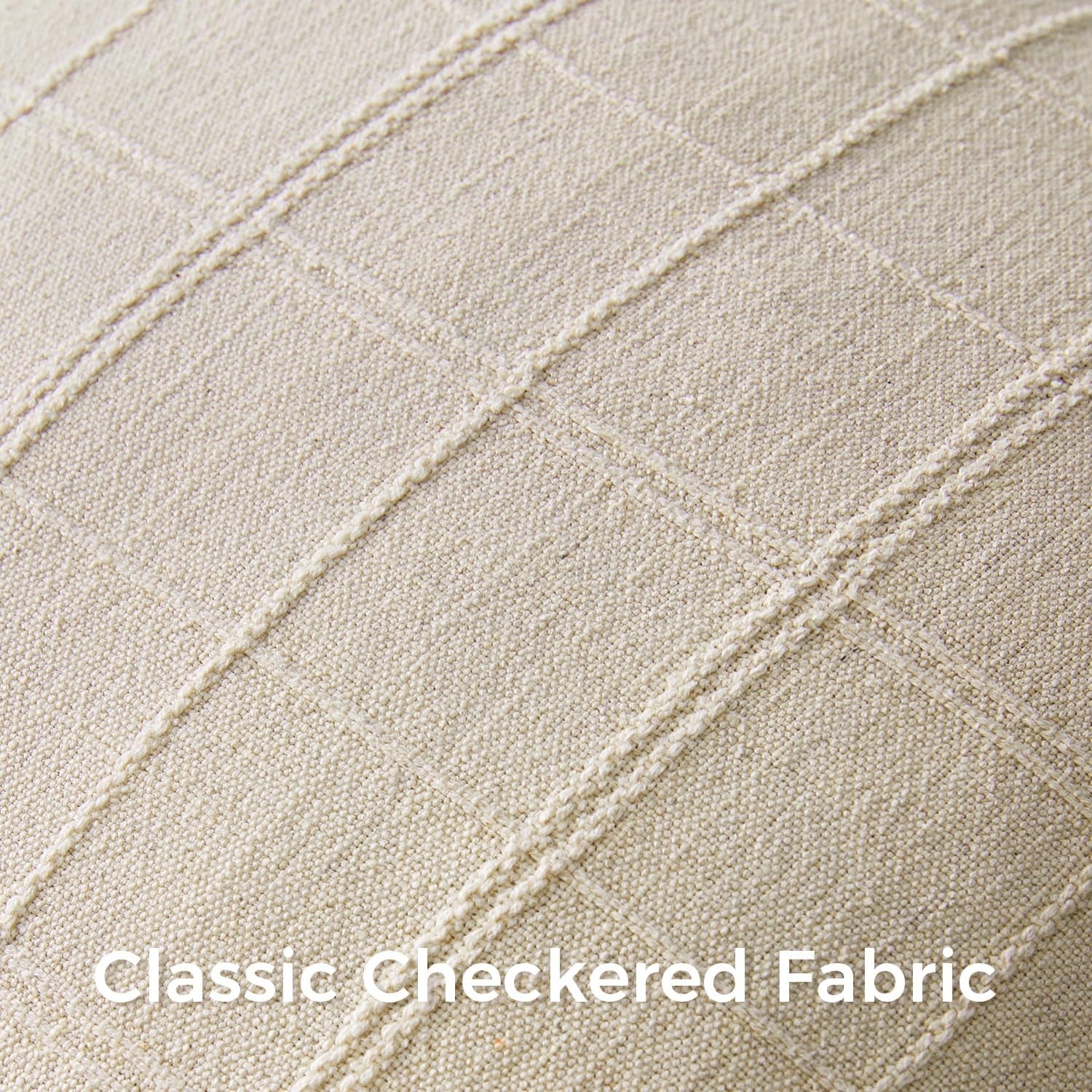 Set of two Woaboy linen check throw pillow covers in beige, 26x26 inches, farmhouse style for cozy living room decor.