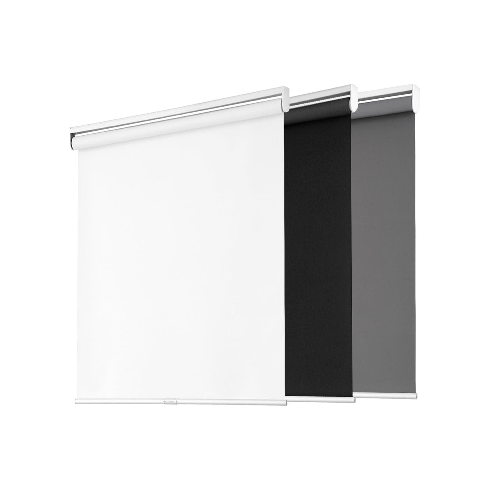 Blackout roller shades for windows by BWEROCIQ, cordless and thermal-insulated, shown in a modern living room setting.