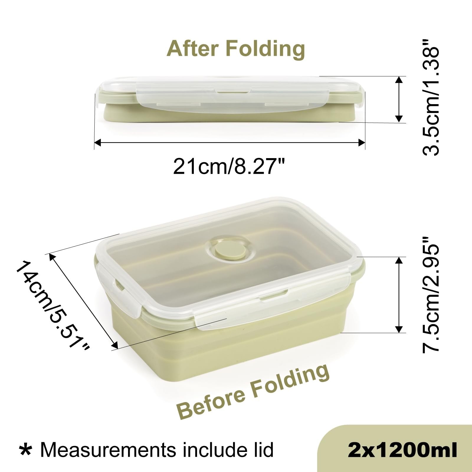 Set of four CUISITOOL silicone food storage containers with lids, 40.5oz capacity, ideal for meal prep and food organization.