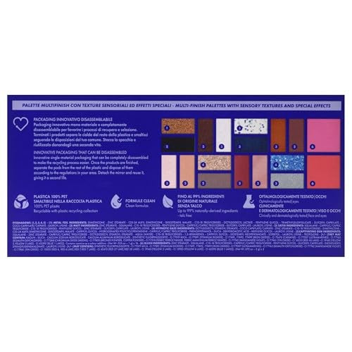 Pupa Milano Make-Up Palette L 005 Blue with 18 eyeshadow shades including matte and shimmer blush colors.
