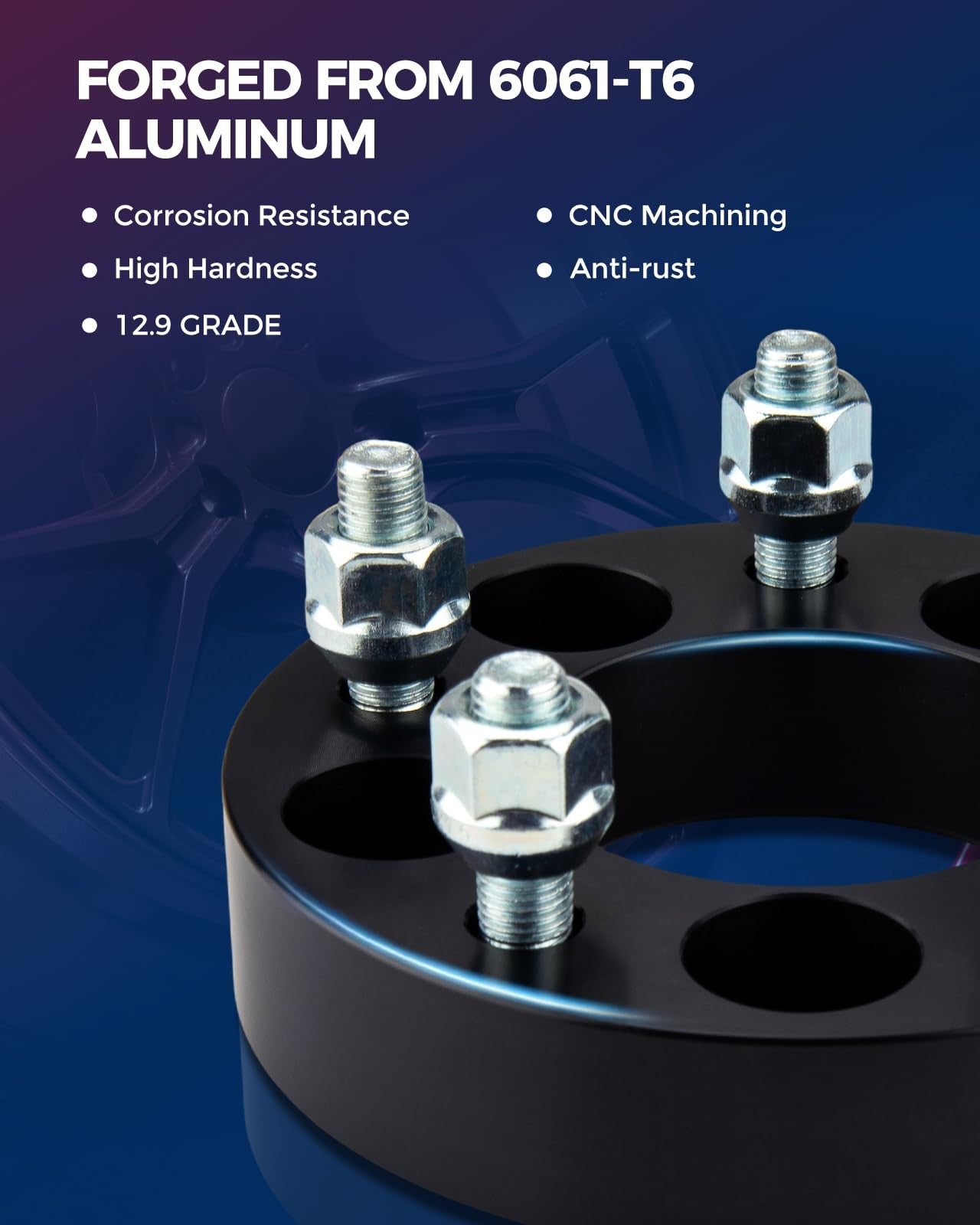 KAX 5x4.5 inch wheel spacers, 1 inch thick for Explorer and Edge, 5-lug centric spacers with 82 bore, visible in the image