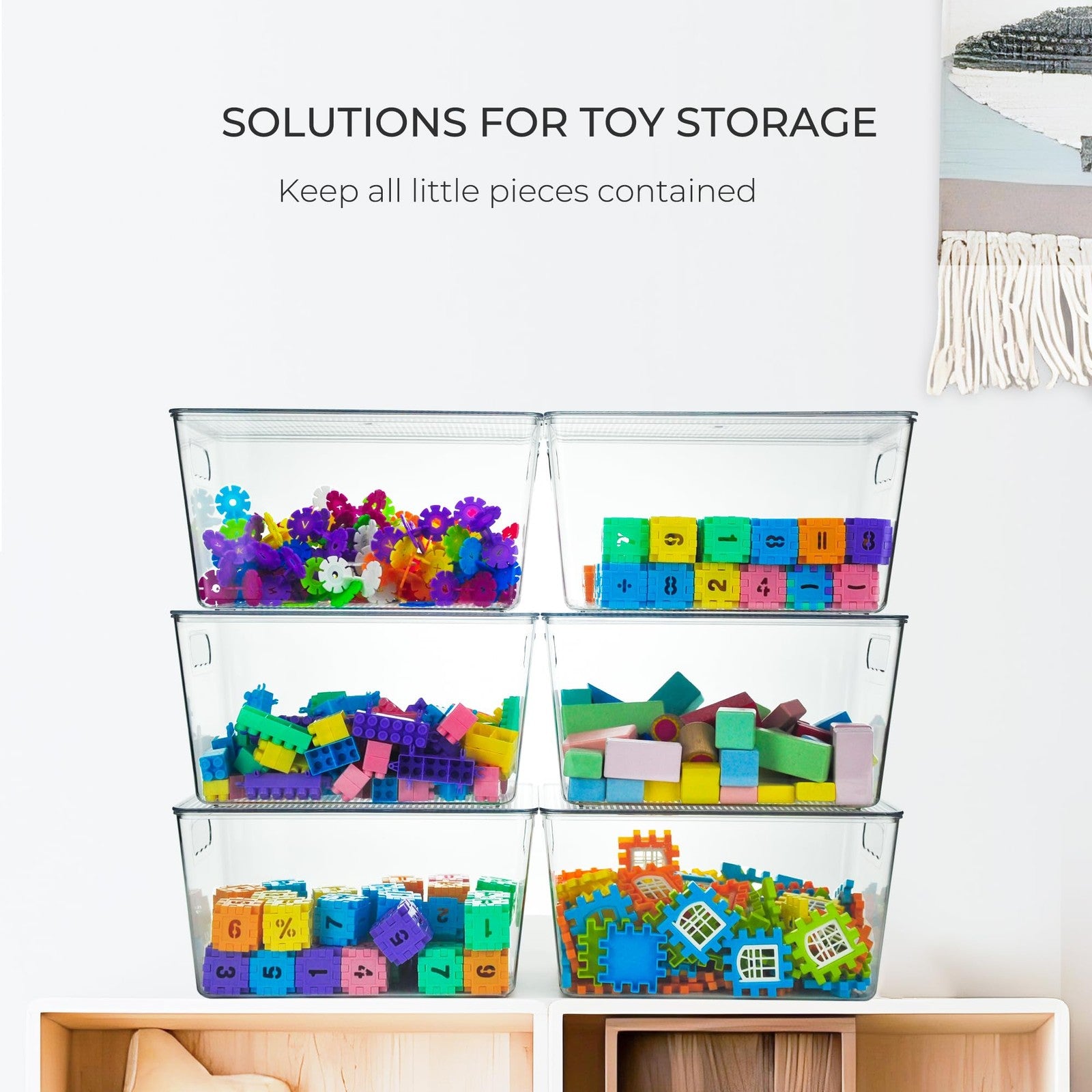 Rolheit clear plastic stackable storage bins with lids, toy organizers for kids, ideal for toy and small item organization.