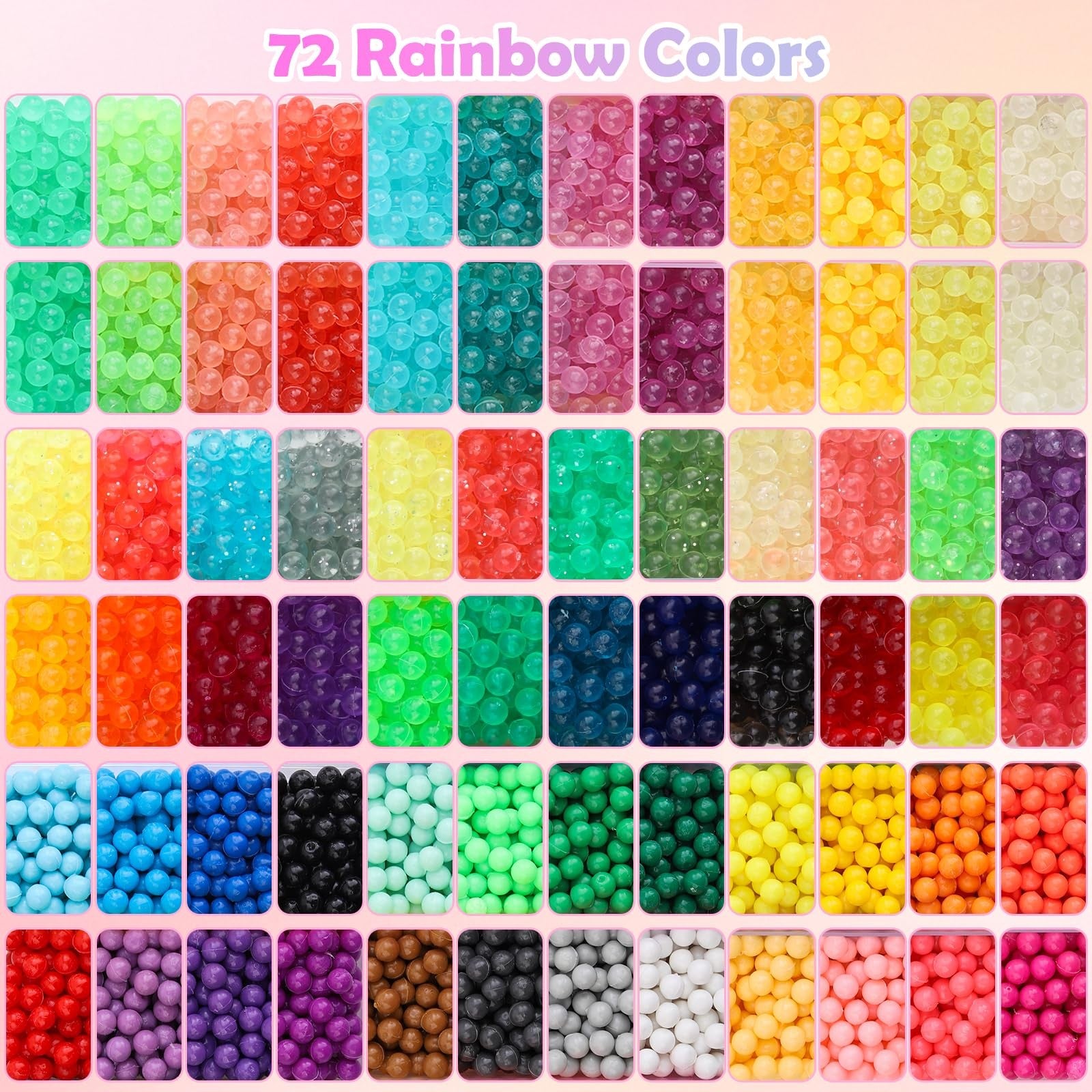 Liangding 9000 pcs non-iron fuse beads kit with 72 colors, 5mm spray-activated beads and pegboard for craft projects.