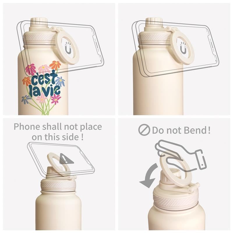 ZTAR insulated stainless steel water bottle compatible with Magsafe, showing a sleek, durable design with a secure lid.