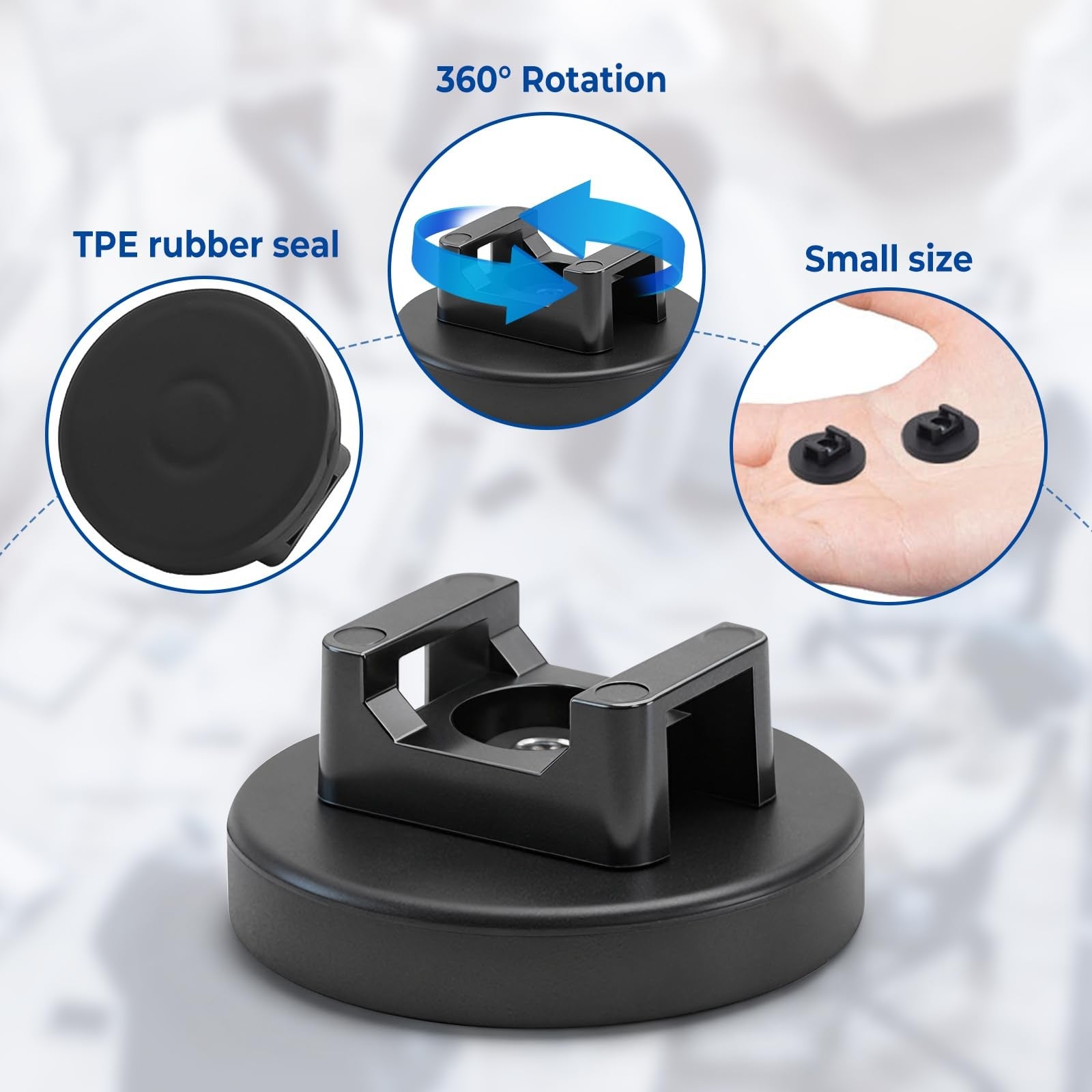 Heavy-duty magnetic cable zip tie base from dcvbny with vertical tension up to 18lbs for versatile cable management.
