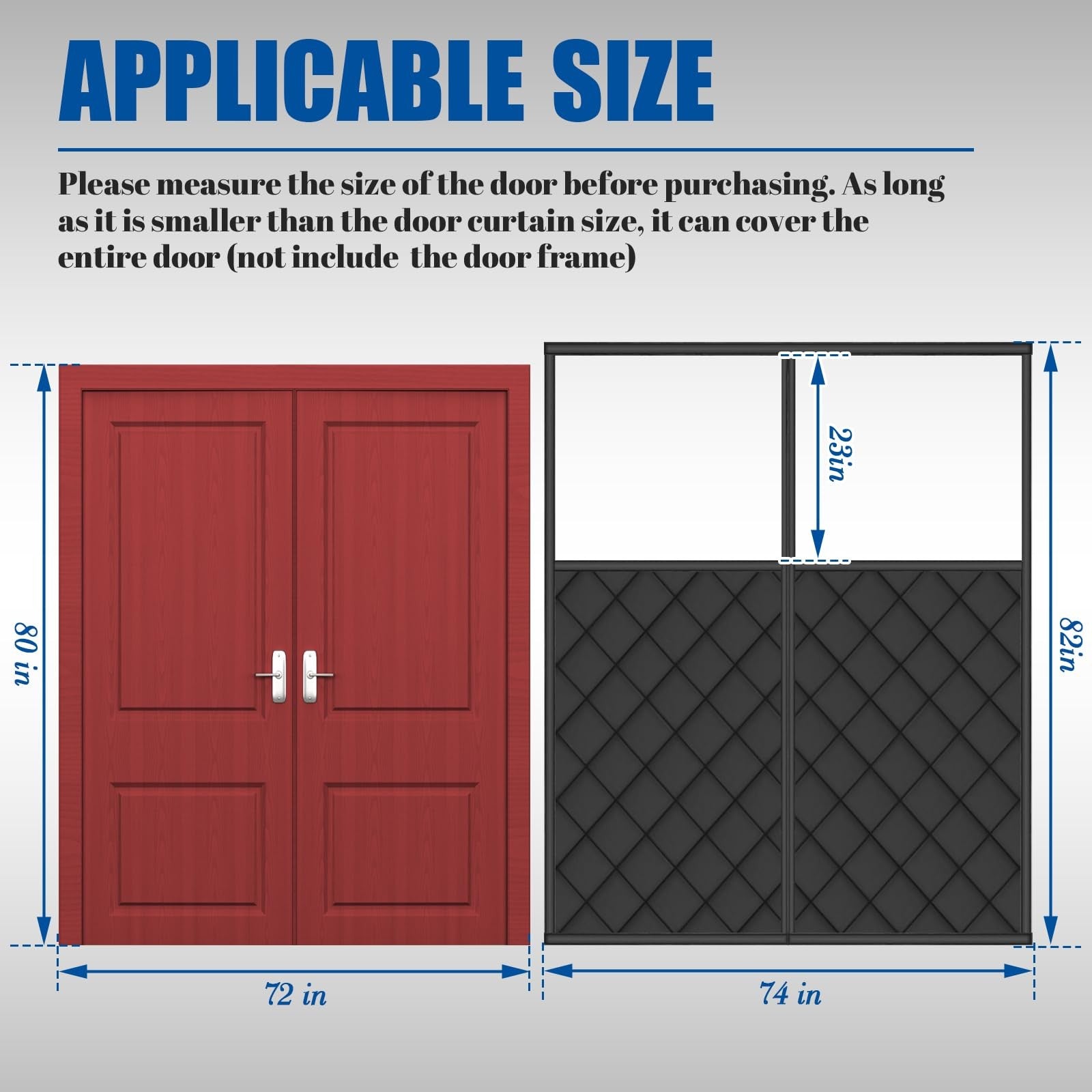 Peryiter magnetic thermal insulated door curtain in waterproof Oxford fabric, 72x80 inches, with magnetic closure and windproof design.